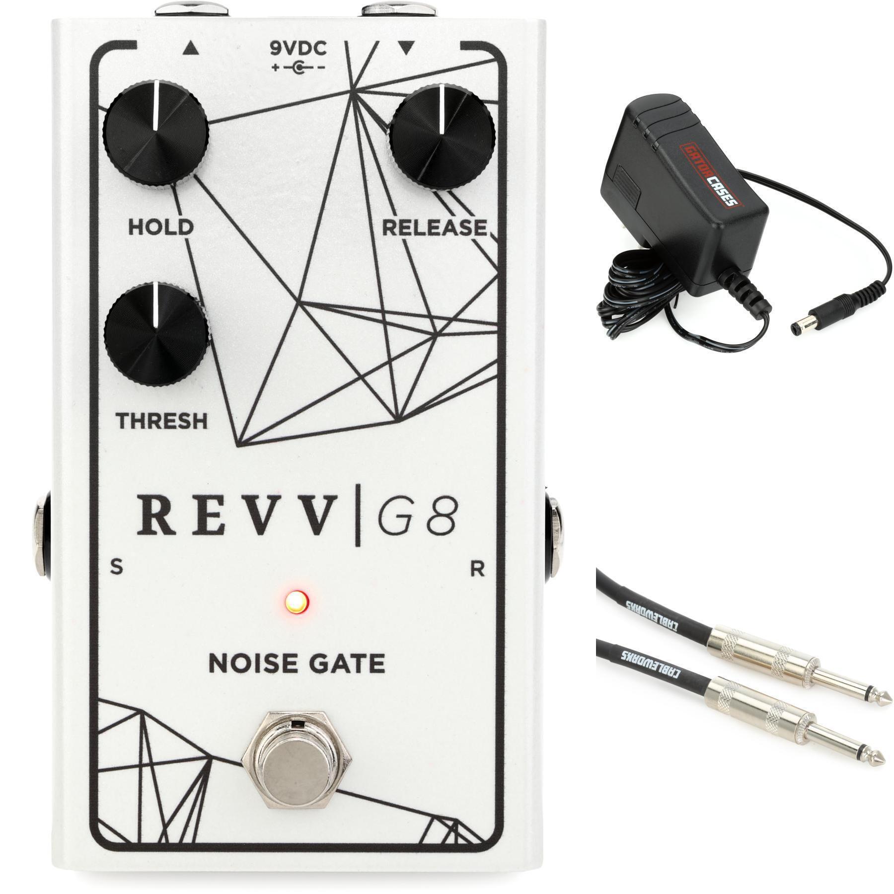 Revv G8 Noise Gate Pedal with Power Supply and Instrument Cable