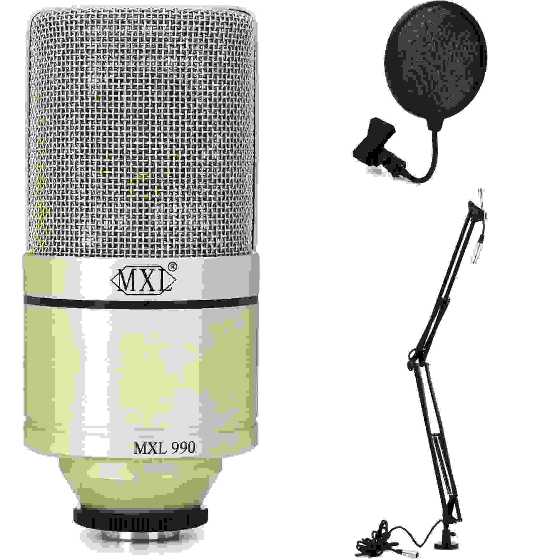 MXL 990 Large-diaphragm Condenser Microphone with Desktop Boom Stand ...