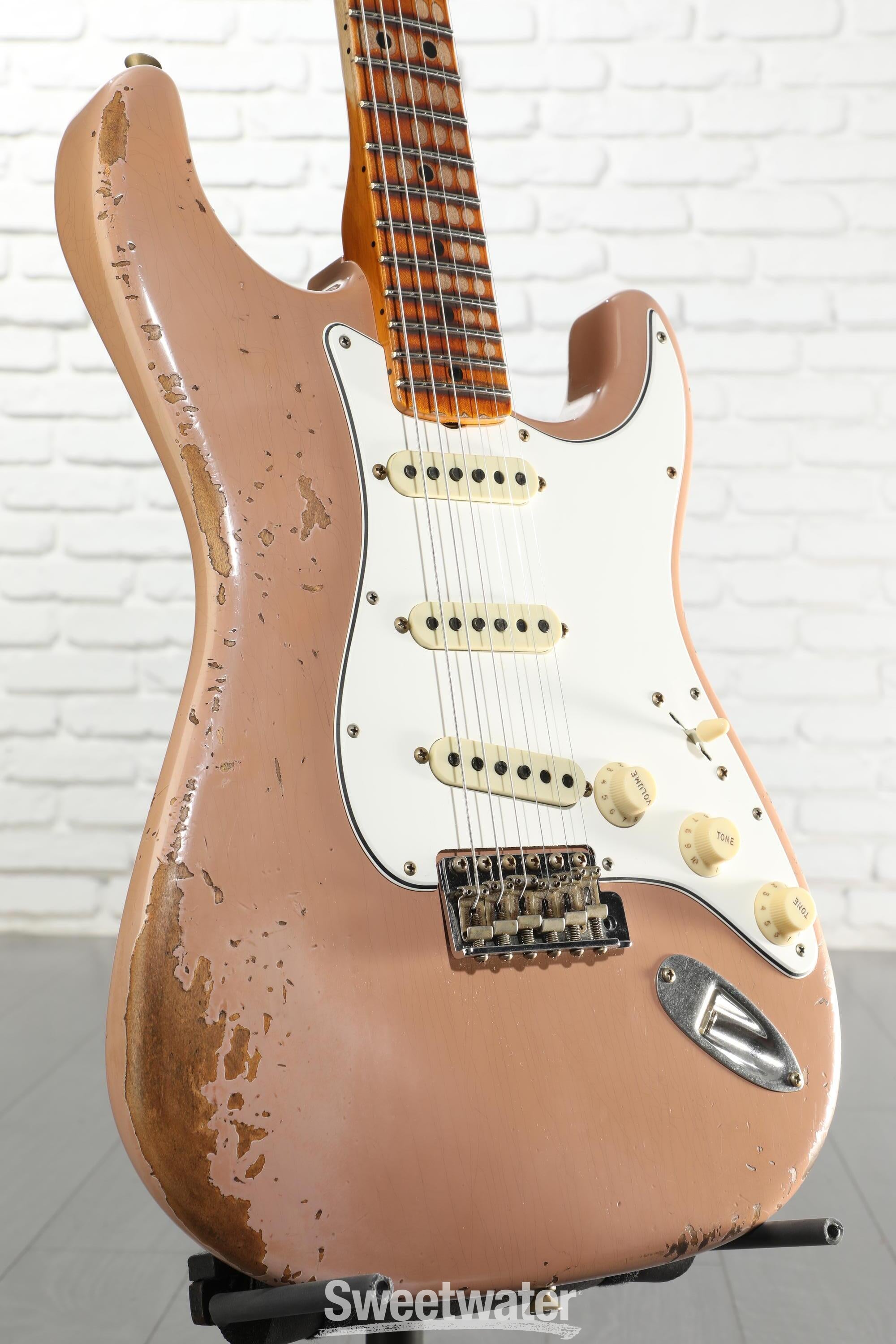 Photo of Fender Custom Shop Special Edition 1969 Stratocaster Electric Guitar - Dirty Shell Pink, Heavy Relic