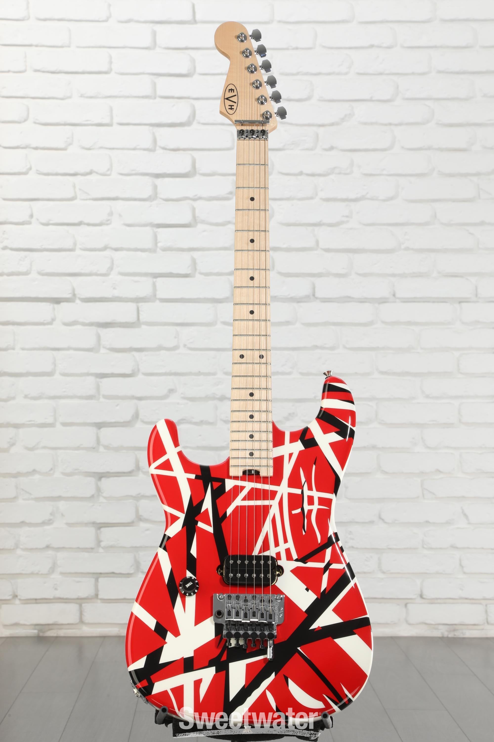 EVH Striped Series Left-Handed - Red w/ Black Stripes | Sweetwater