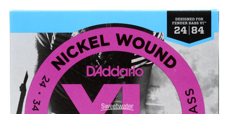D'Addario EXL156 XL Nickel Wound Bass VI Guitar Strings - .024-.084