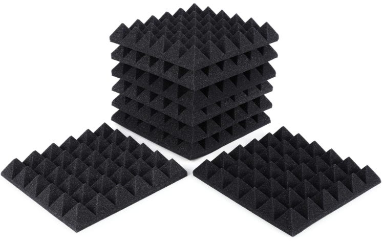 24 Pack-12 x 12 x 2 Inches Pyramid Designed Acoustic Foam Panels, Sound  Proof Foam Panels Black, High Density and Fire Resistant Acoustic Panels