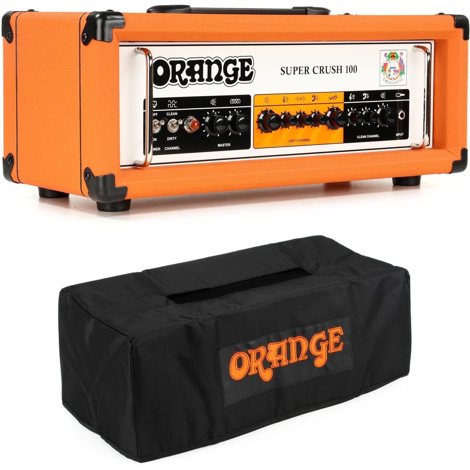 Orange Super Crush 100 100-watt Solid-state Head with Cover - Orange