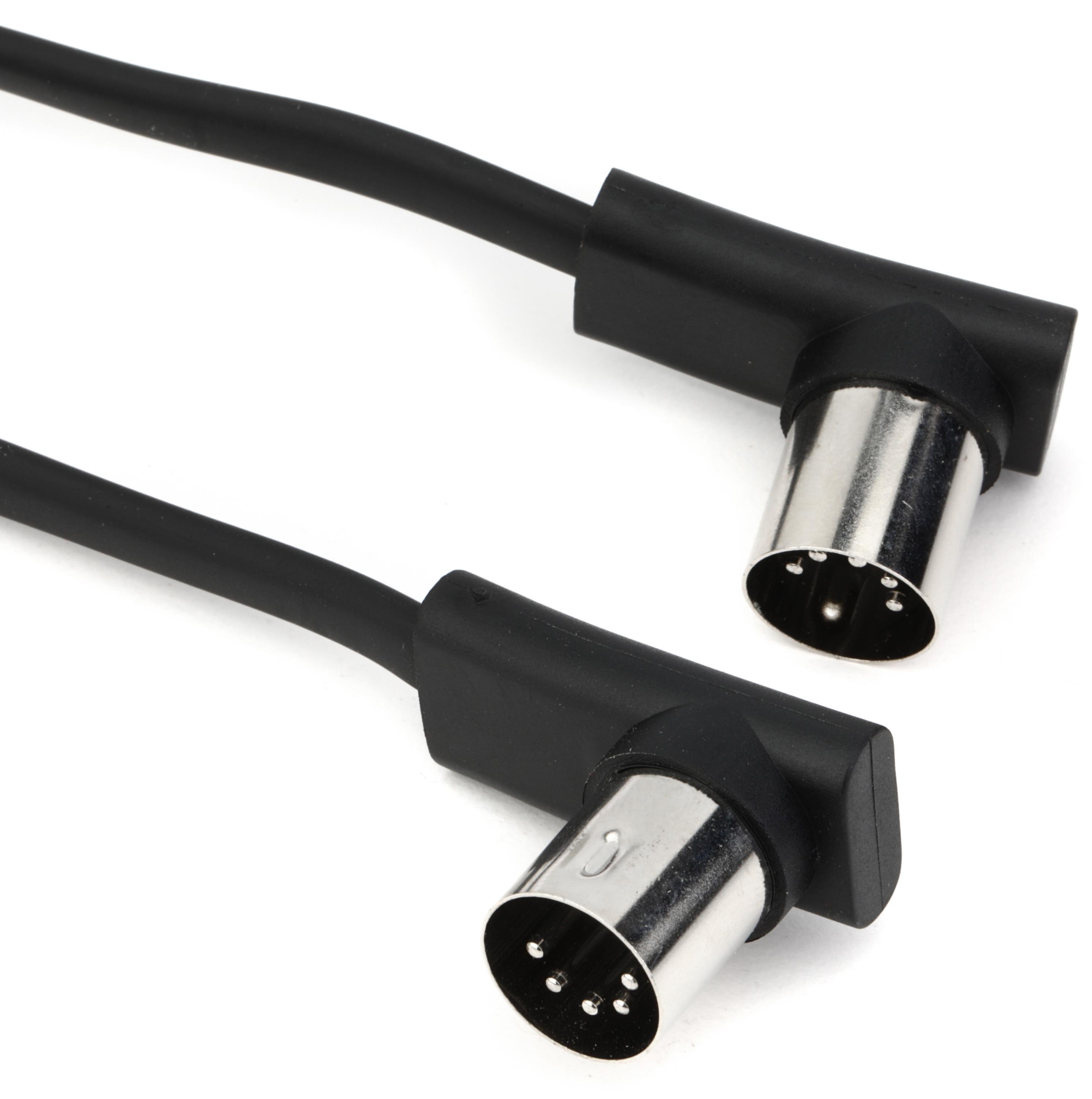 RockBoard by Warwick Flat Right-angle MIDI Cable - Black, 16.4