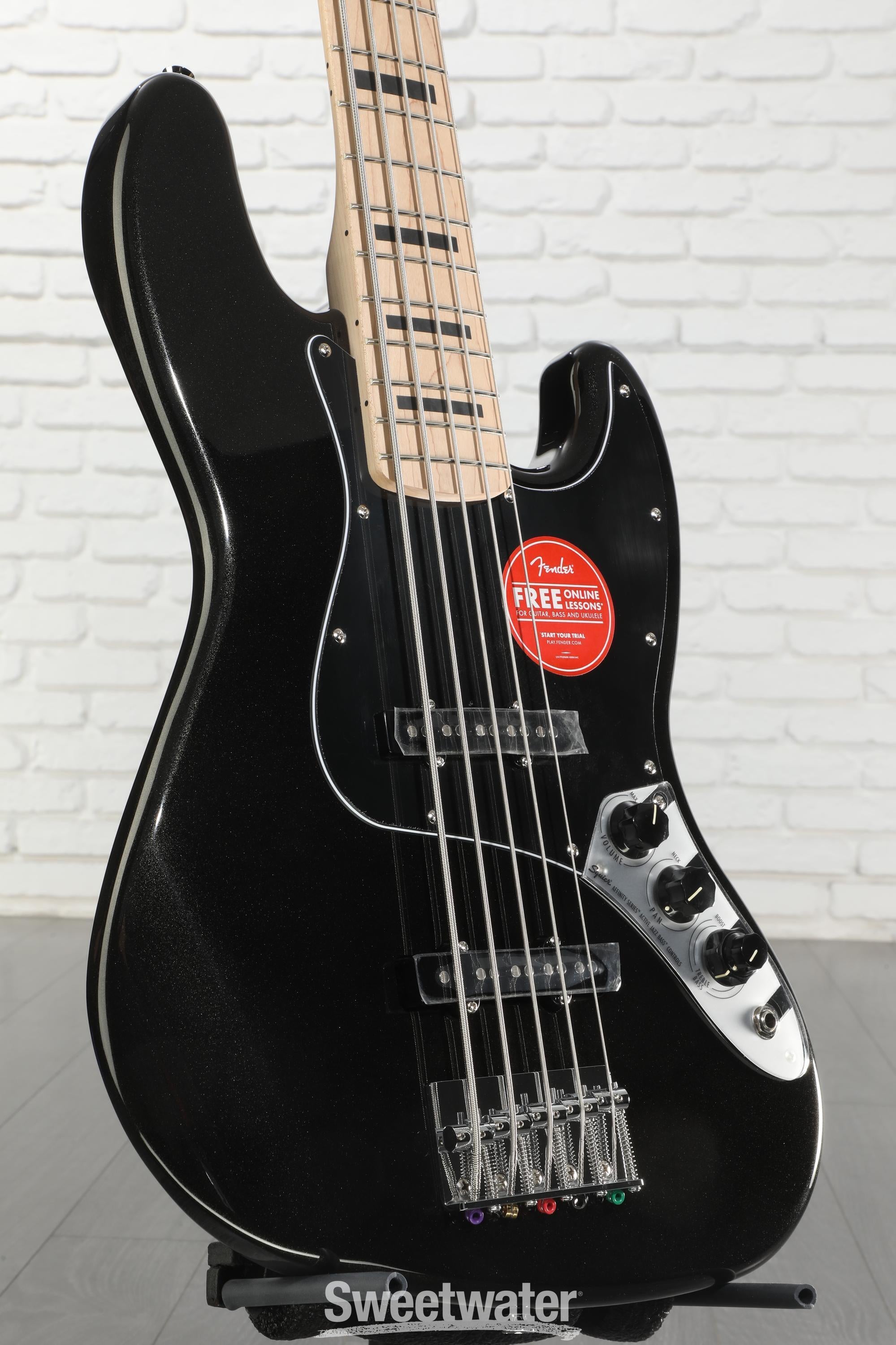 Squier Affinity Series Active Jazz Bass V - Black | Sweetwater
