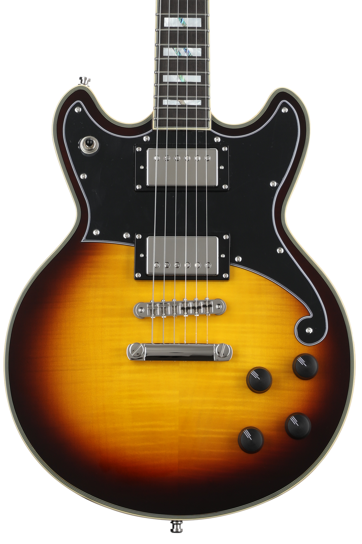 D'Angelico Deluxe Brighton Electric Guitar - Vintage Sunburst with Stopbar  Tailpiece