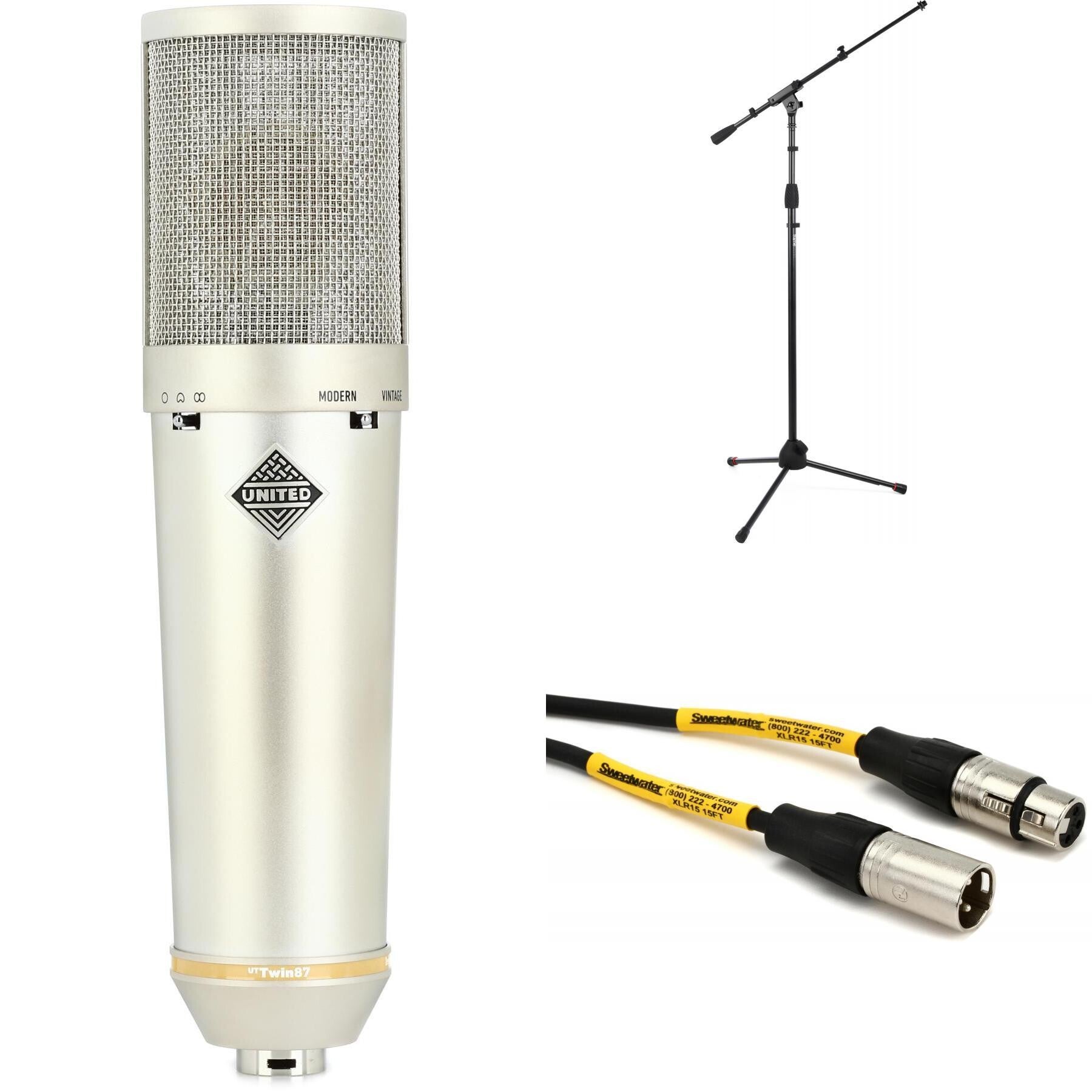 United Studio Technologies UT Twin87 Large-diaphragm Twin Circuit Condenser  Microphone with Stand and Cable