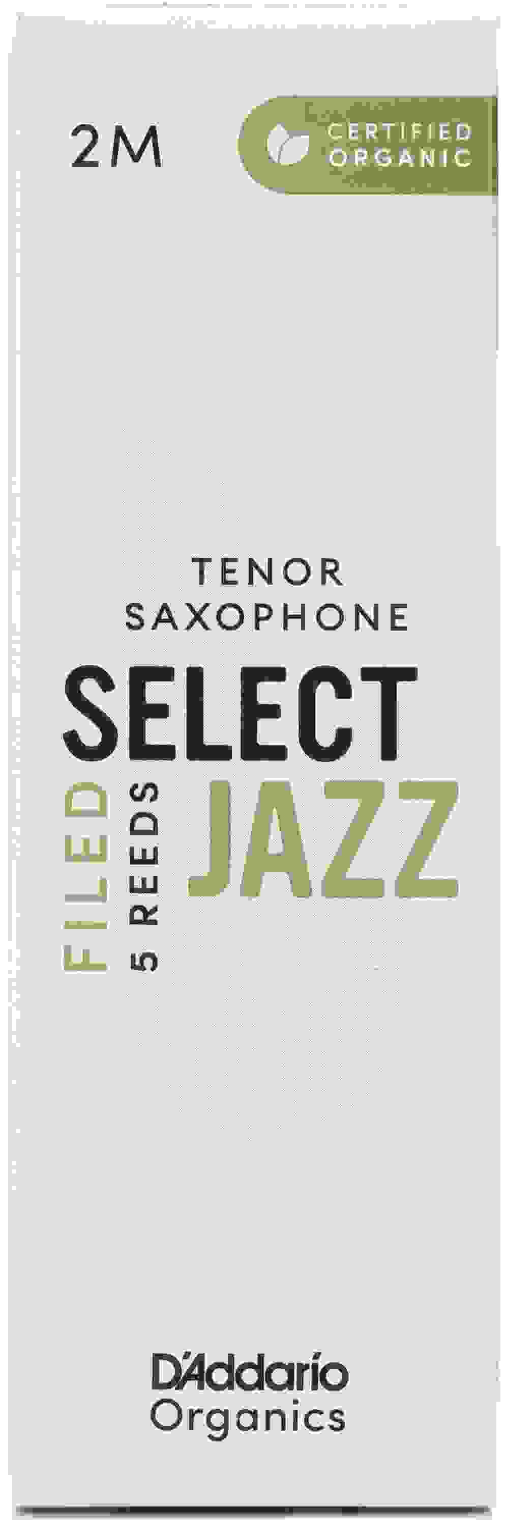 D'Addario Organics Select Jazz Filed Tenor Saxophone Reeds - 2 Medium (5-pack)