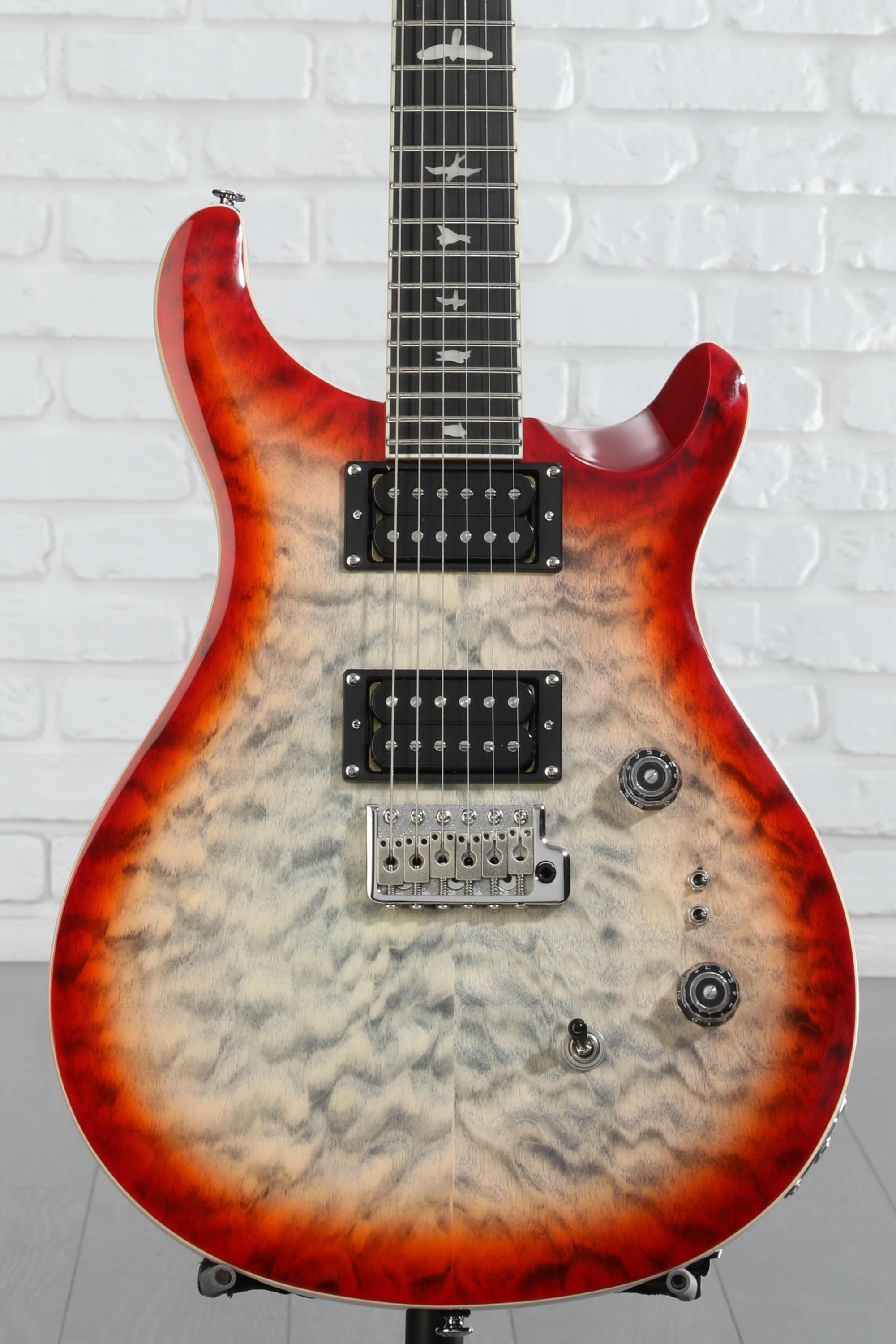 ギター PRS cutom24 SE PRS SE Custom 24-08 Quilt Top Electric Guitar - Faded Blue