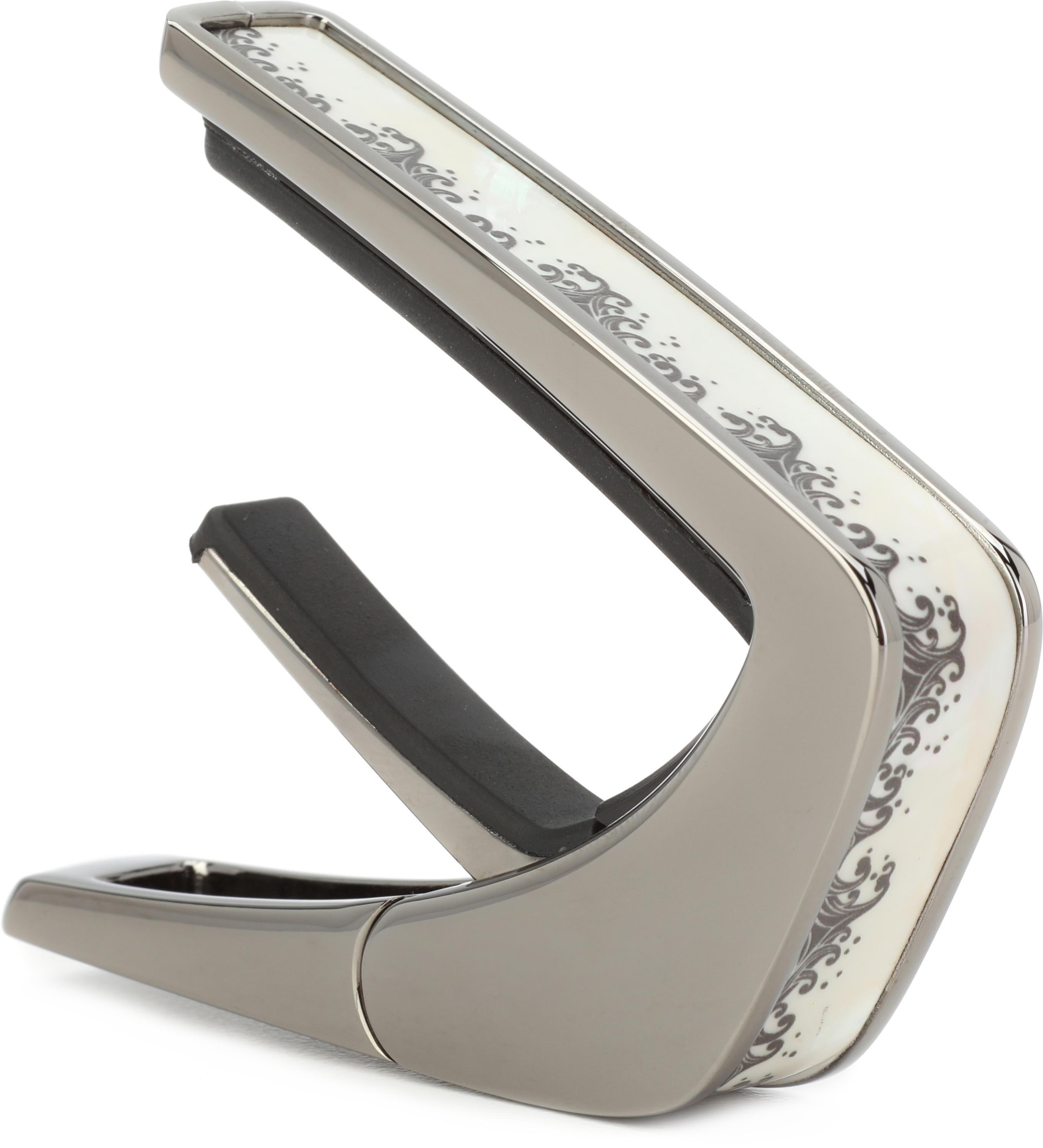 Photo of Thalia Deluxe Series Capo - Black Chrome with White Pearl Waves