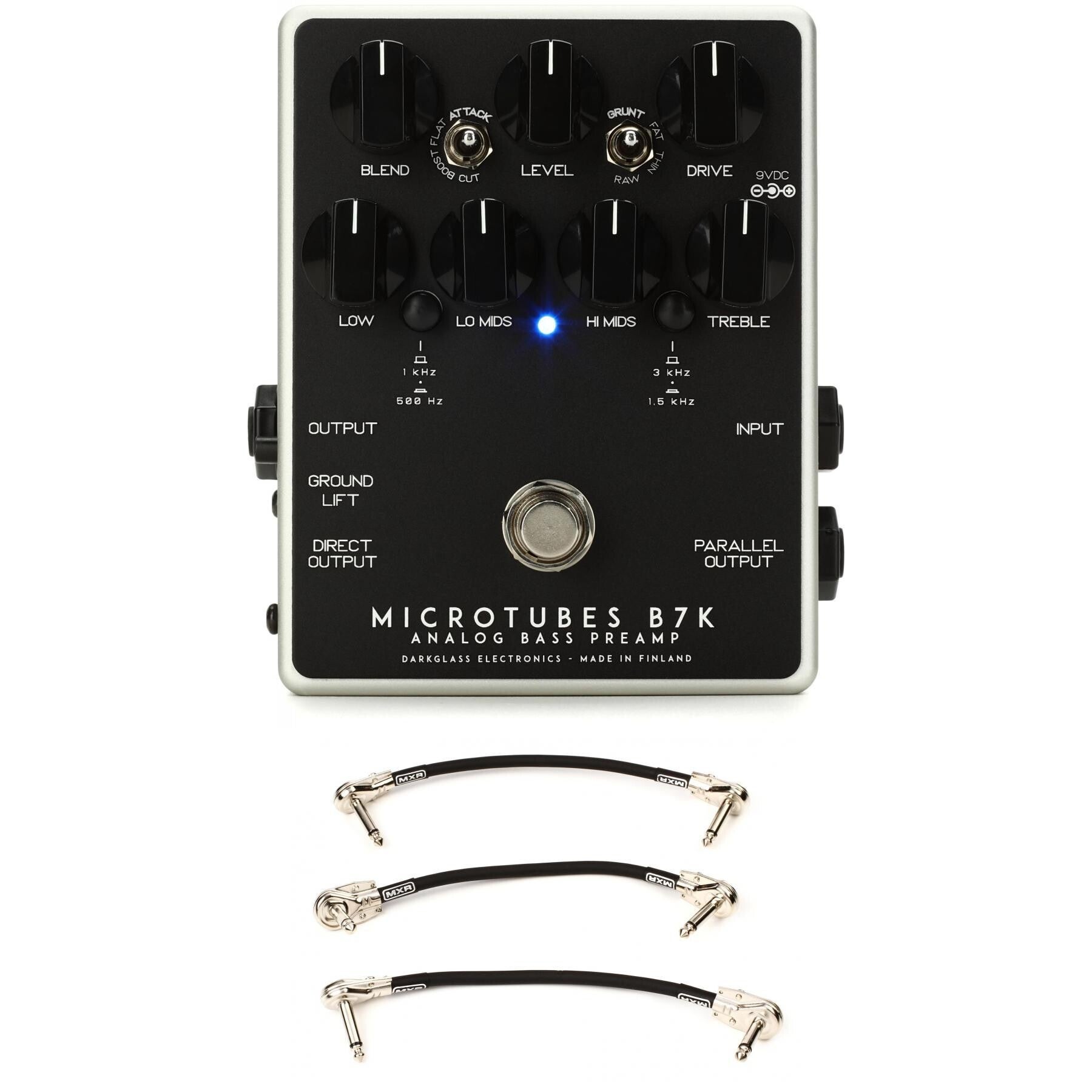 Darkglass Microtubes B7K V2 Bass Preamp Pedal with 3 Patch Cables