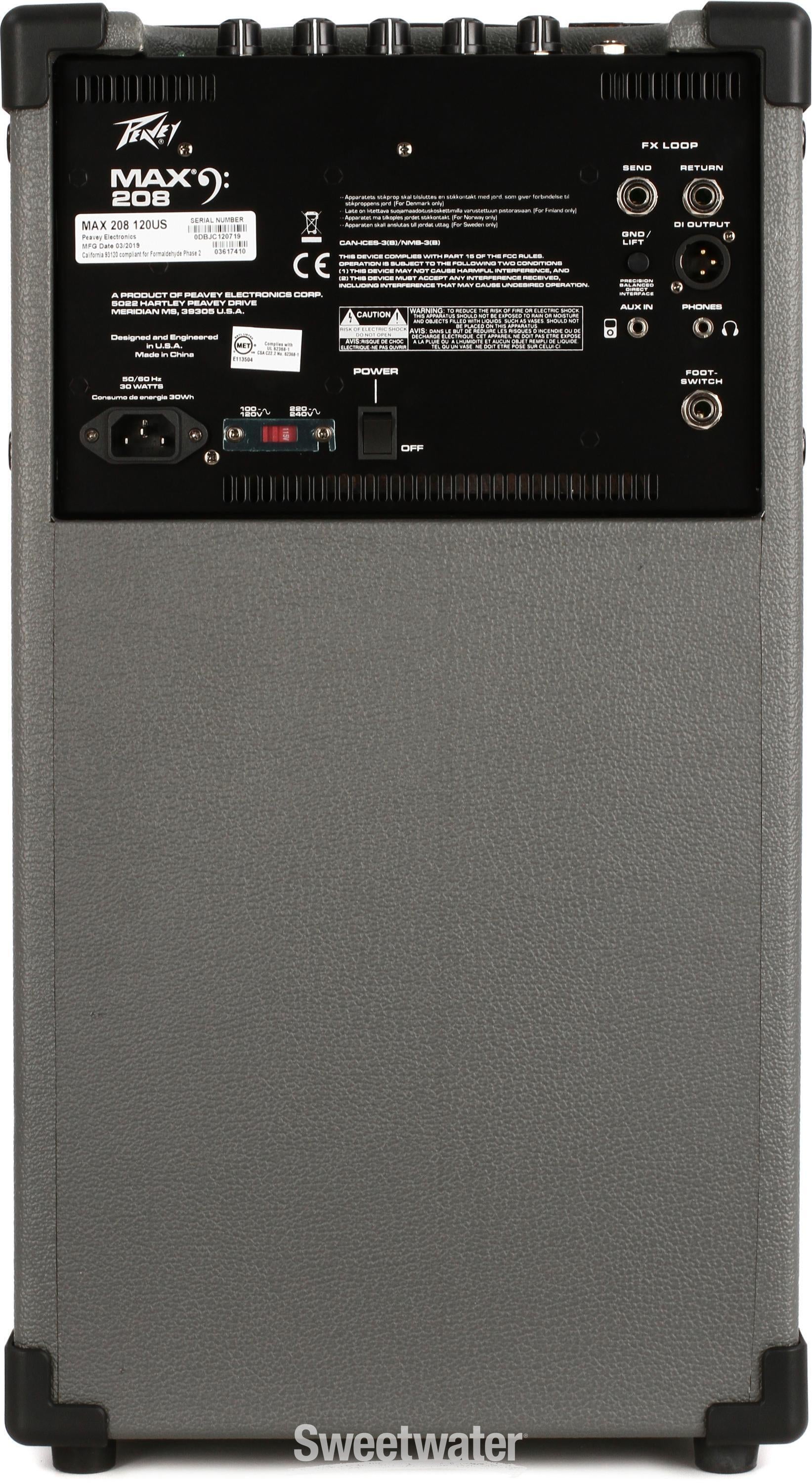 bass2008 Peavey MAX 208 200W 2x8 Bass Combo Amp Gray and Black