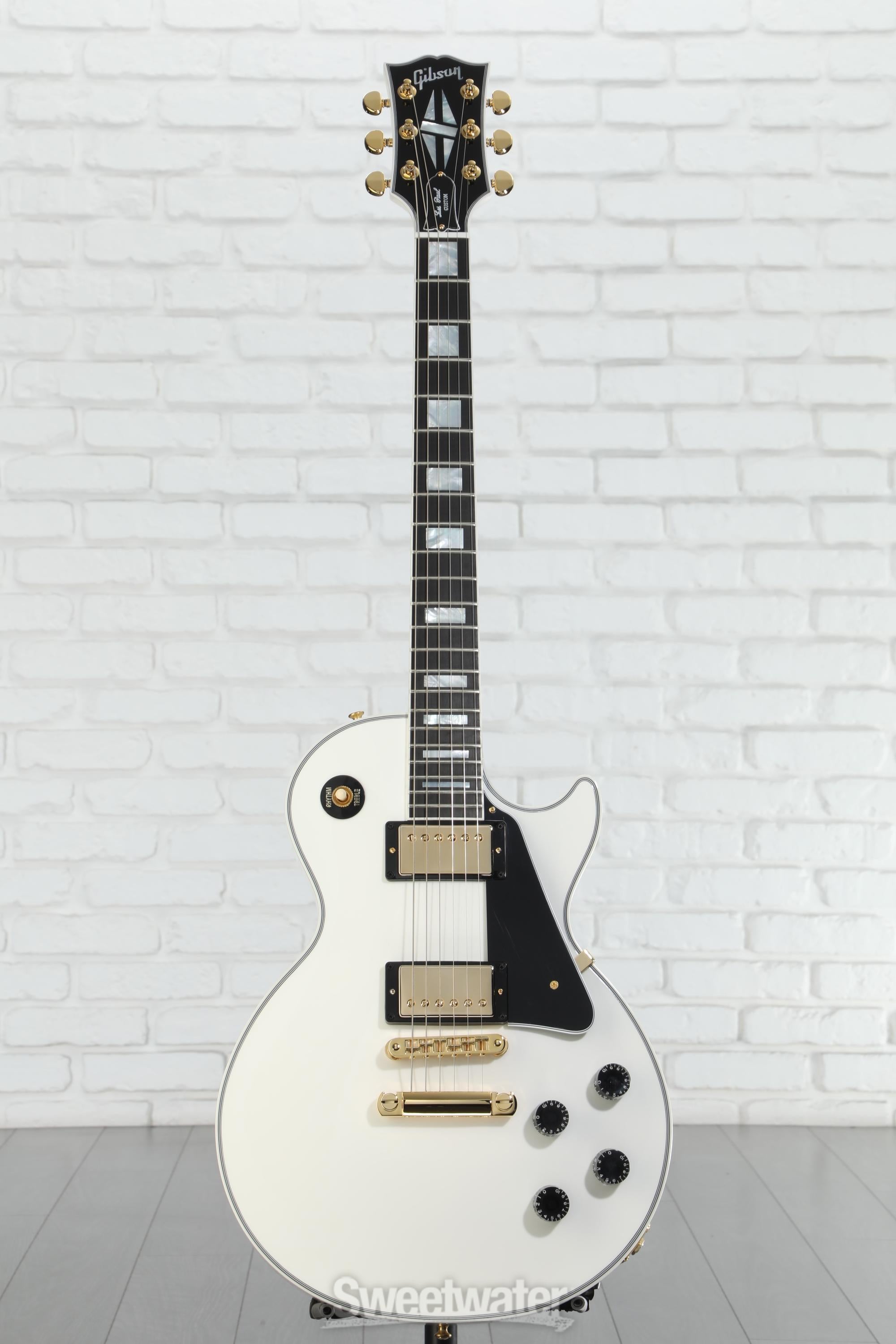 ギター Les Paul Custom Alpine White Gibson Custom Les Paul Custom Electric Guitar - Alpine White