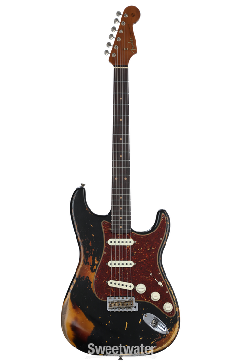 Fender Custom Shop Limited Edition '61 Stratocaster Heavy Relic - Aged  Black Over 3-color Sunburst