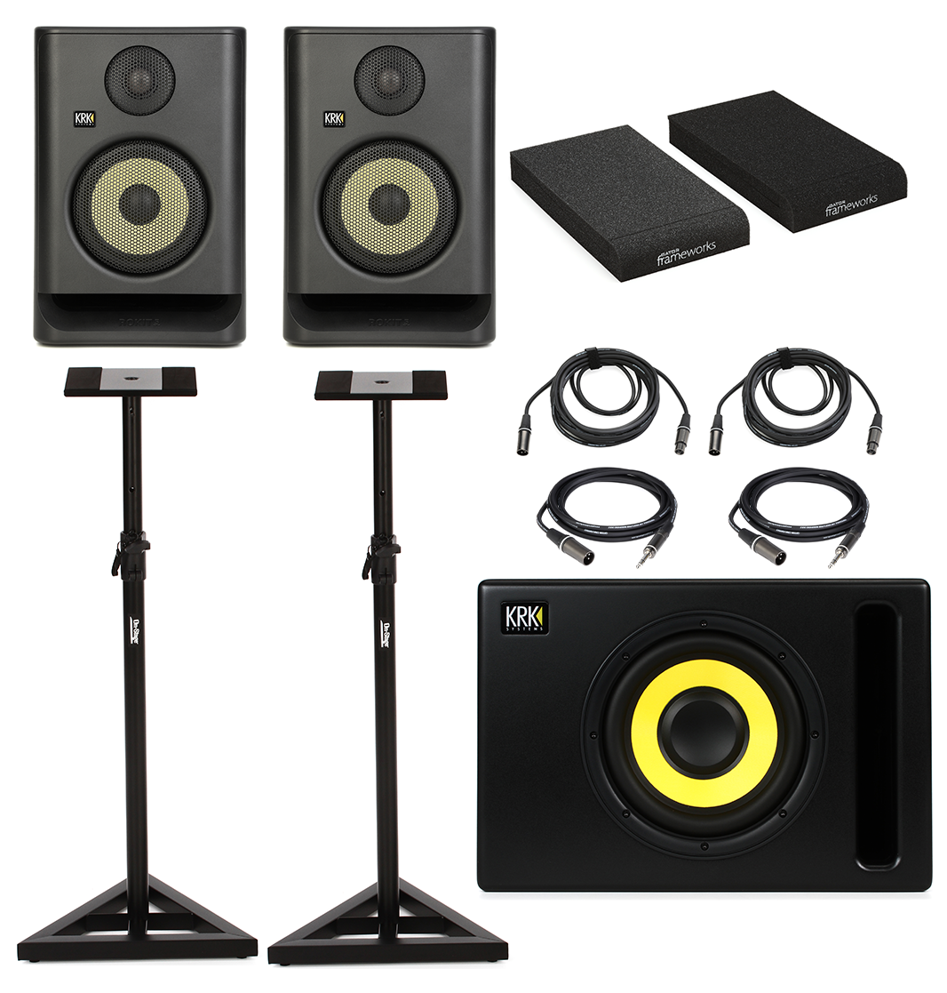 KRK ROKIT 5 G5 5 inch Powered Studio Monitor (Pair) Studio Bundle ...