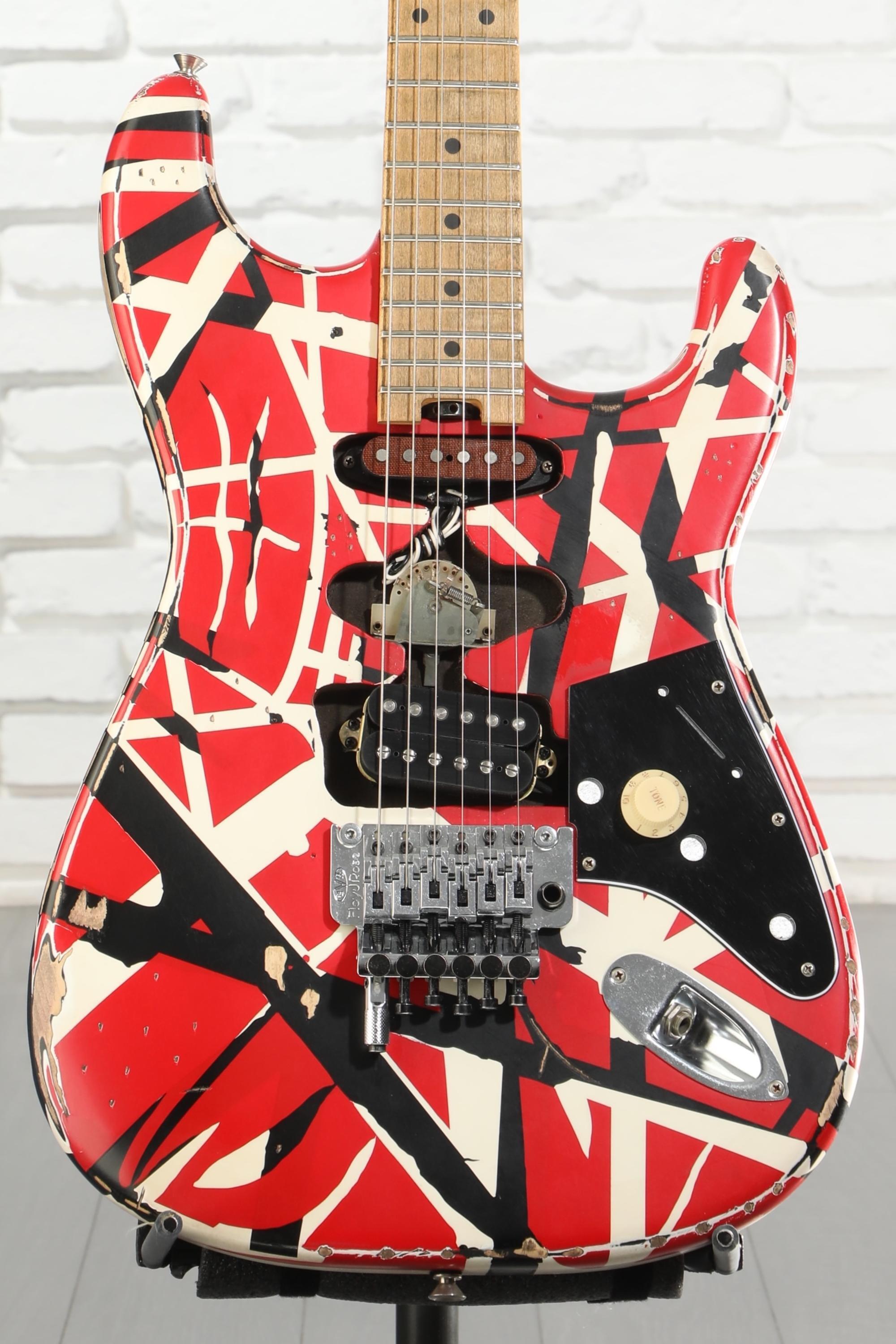 EVH Striped Series Frankenstein Relic - Red/Black/White | Sweetwater