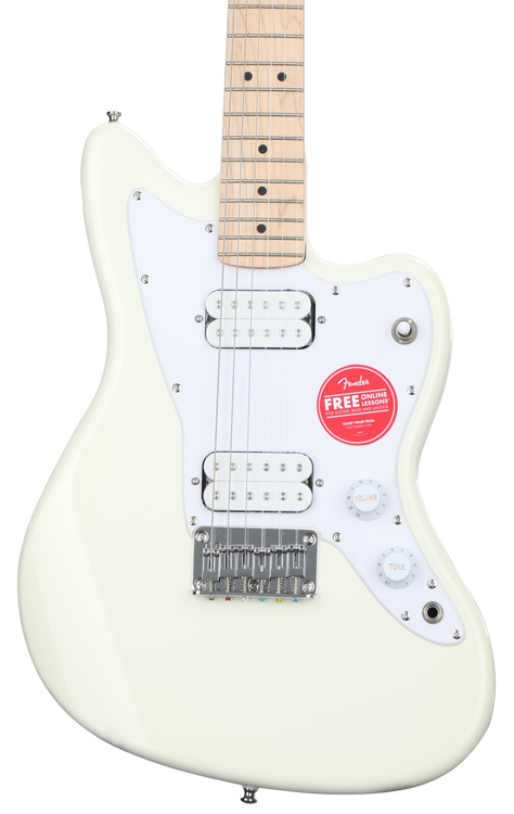 Squier Mini Jazzmaster HH Electric Guitar- Olympic White with Maple  Fingerboard