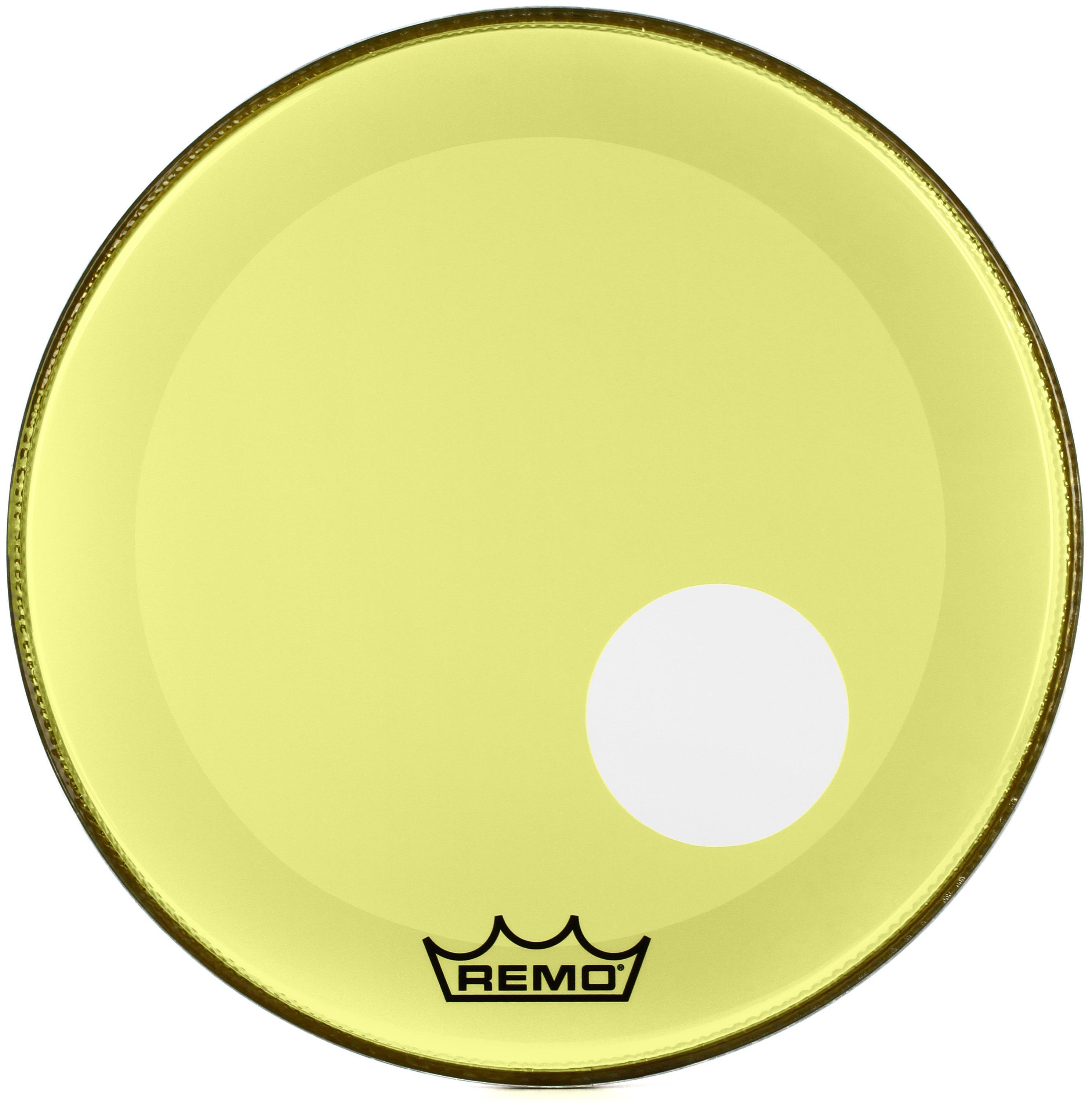 Photo of Remo Powerstroke P3 Colortone Yellow Bass Drumhead - 20 inch - with Port Hole