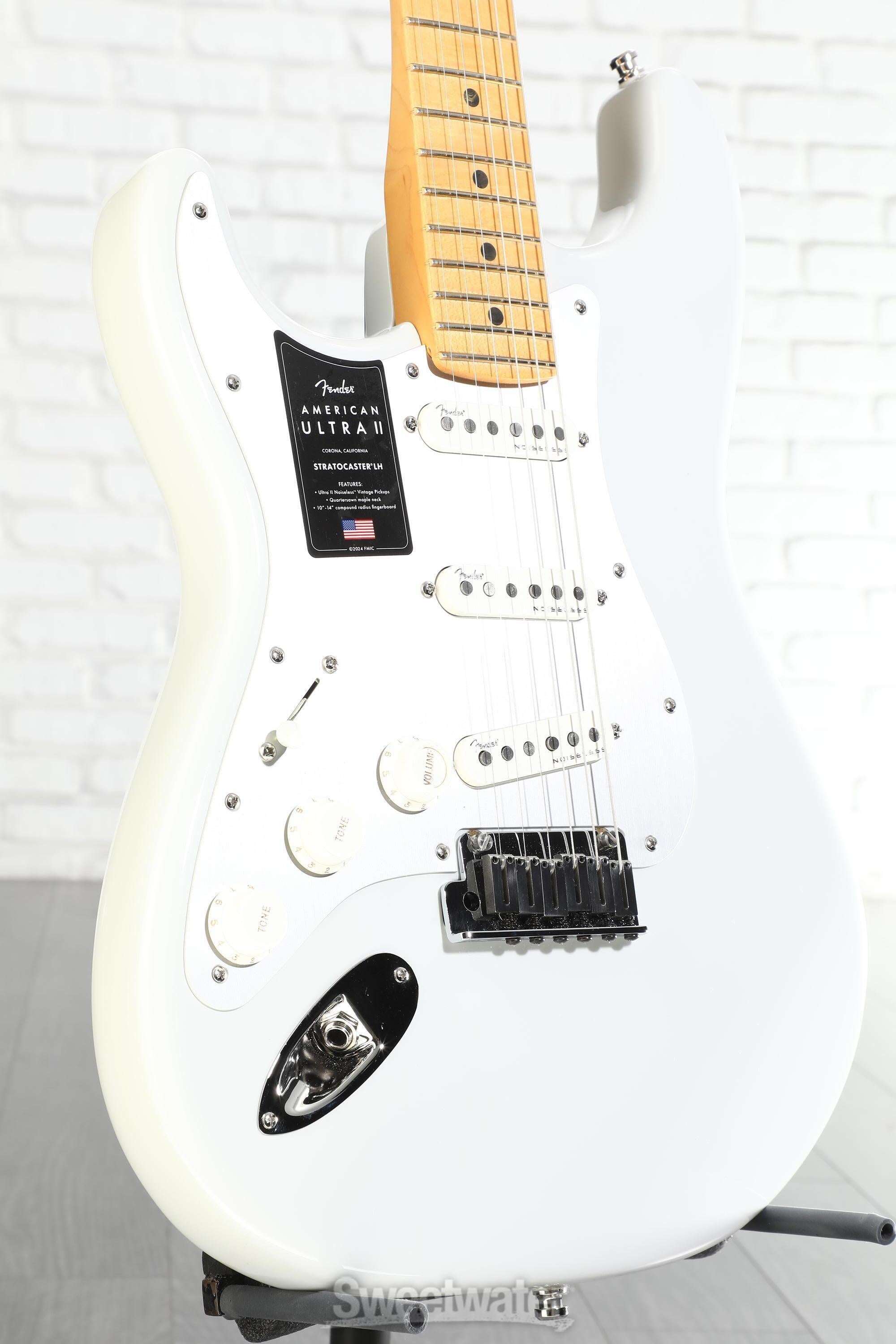 Photo of Fender American Ultra II Stratocaster Left-handed Electric Guitar - Avalanche, Maple Fingerboard