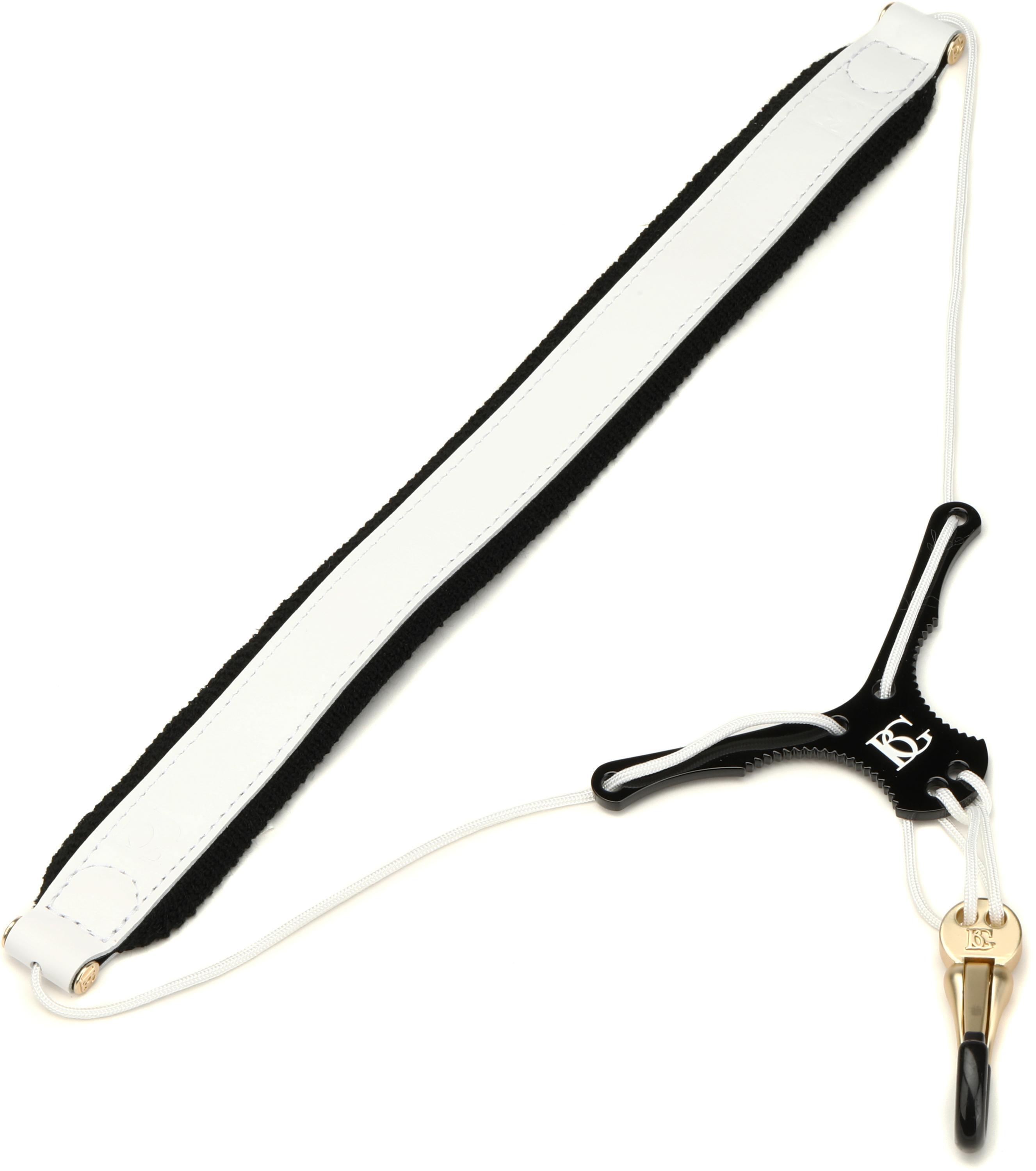 BG S28YBMSH Zen Leather Saxophone Neck Strap - White | Sweetwater