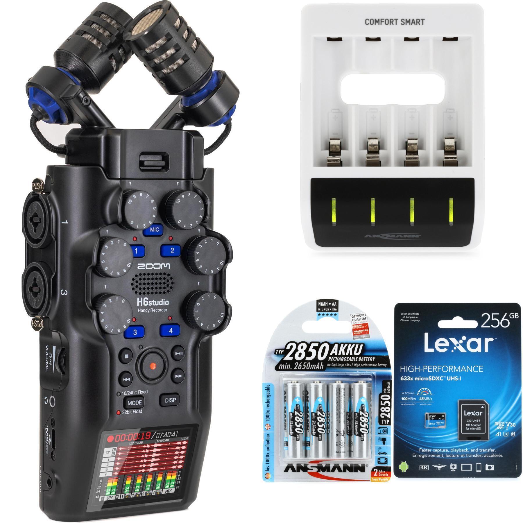 Zoom H6studio Handheld Recorder with Rechargeable Batteries