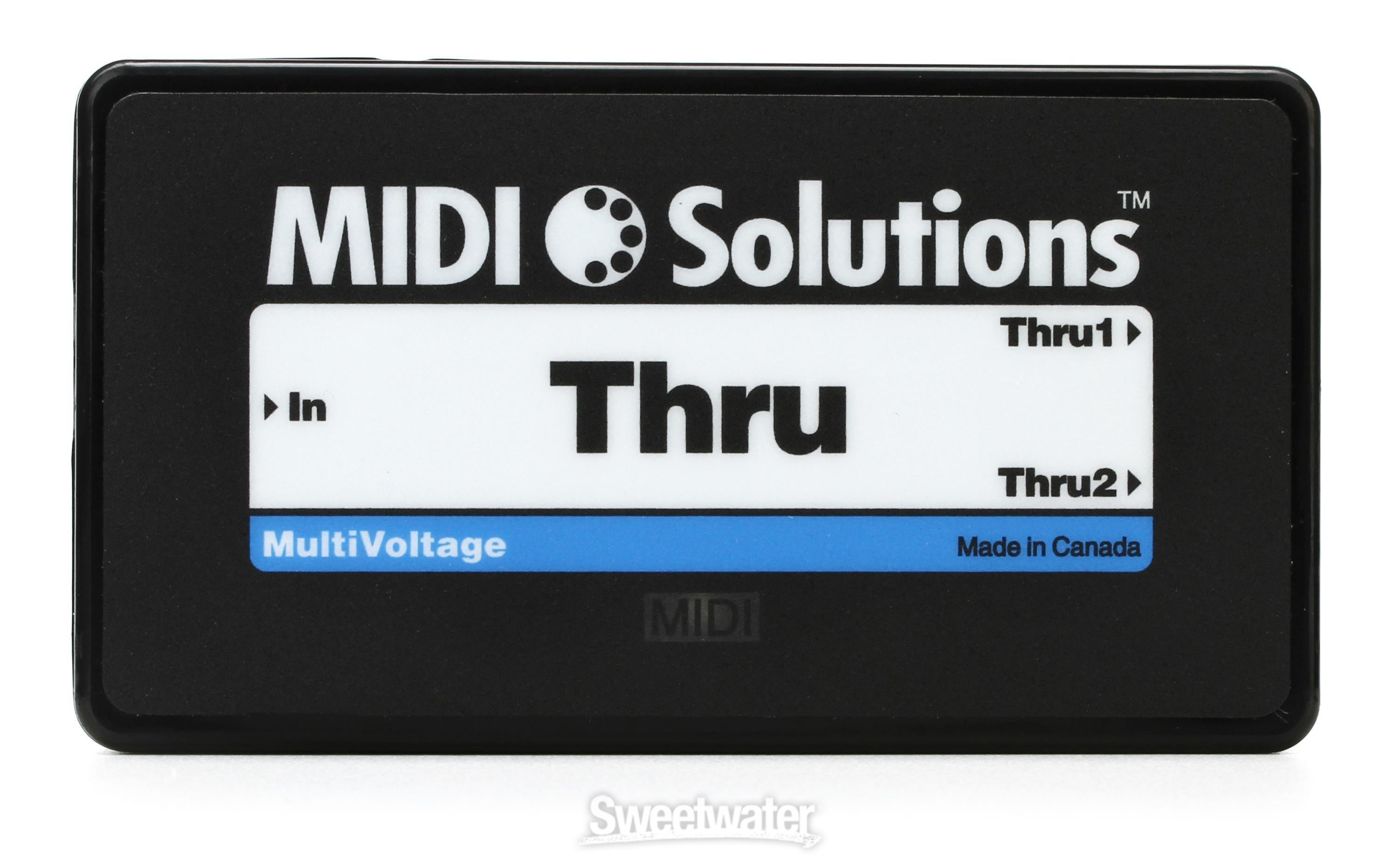 MIDI Solutions MultiVoltage Thru 1-in 2-out MIDI Through Box