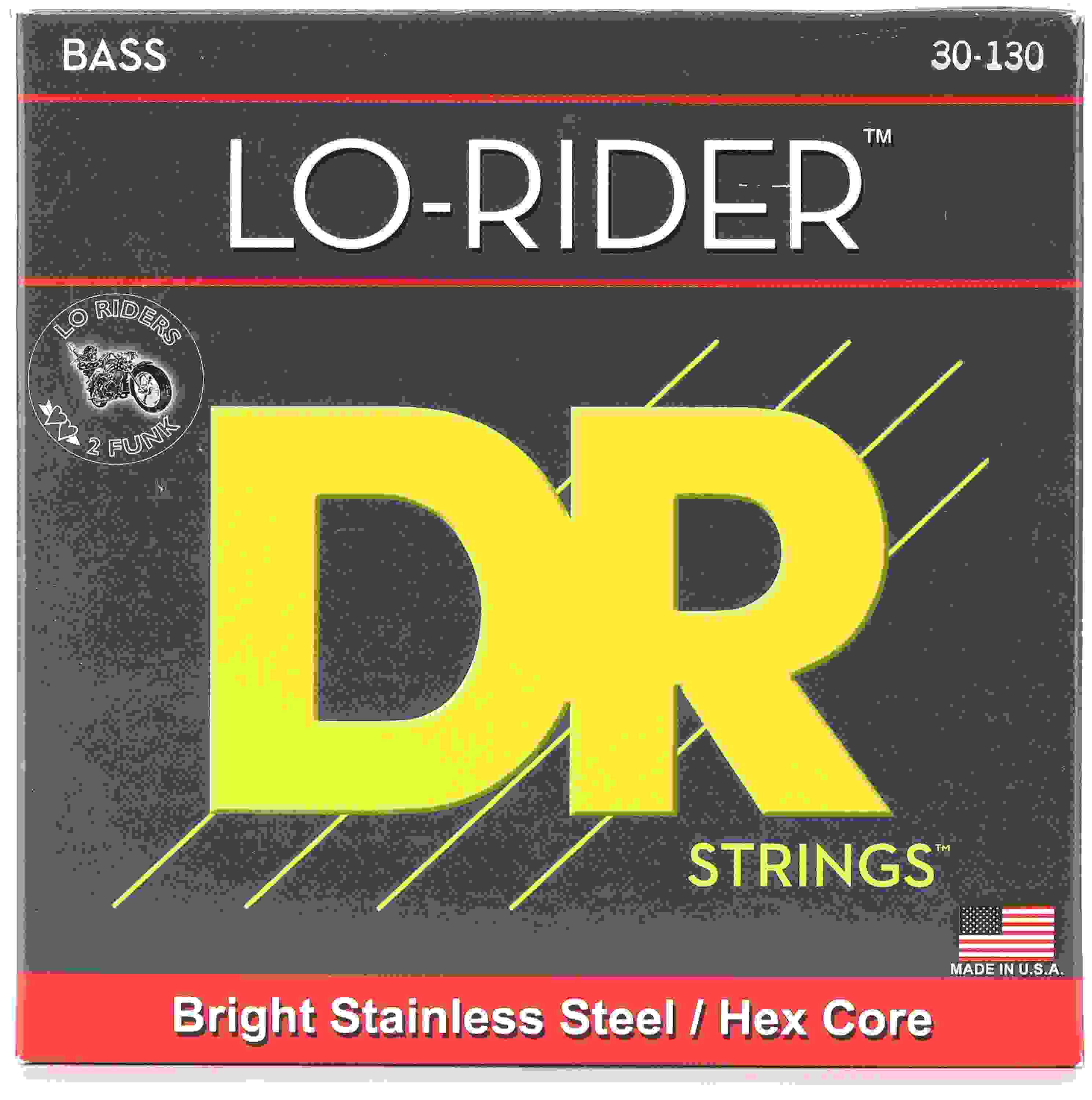 DR Strings Lo-Rider Electric Bass Guitar Strings - .030-.130 Medium