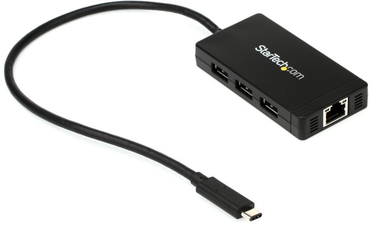 StarTech.com HB30C3A1GE 3-Port USB-C Hub with Gigabit Ethernet - USB-C to  3x USB-A - USB 3.0 - Includes Power Adapter