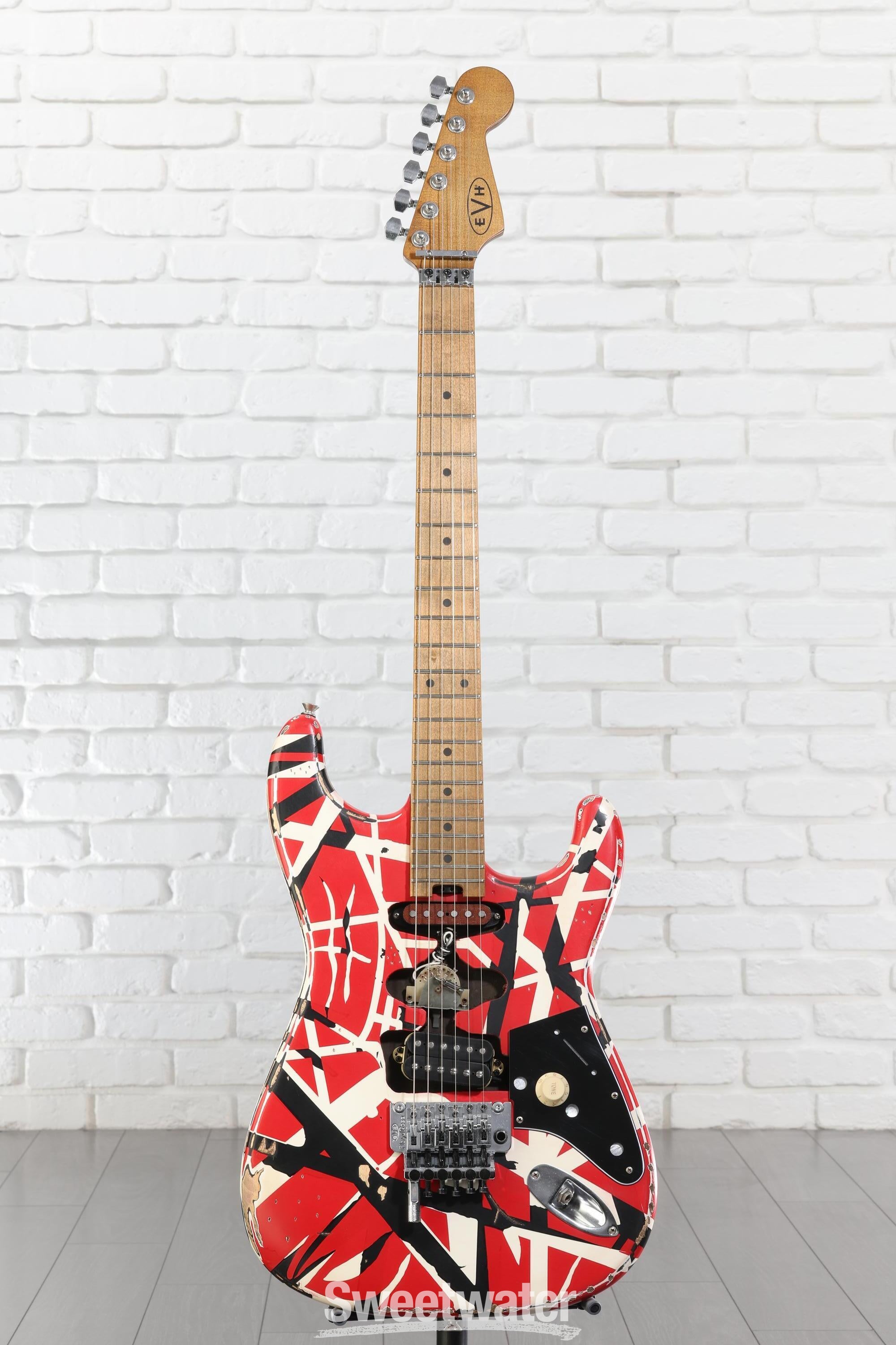 EVH Striped Series Frankenstein Relic - Red/Black/White | Sweetwater