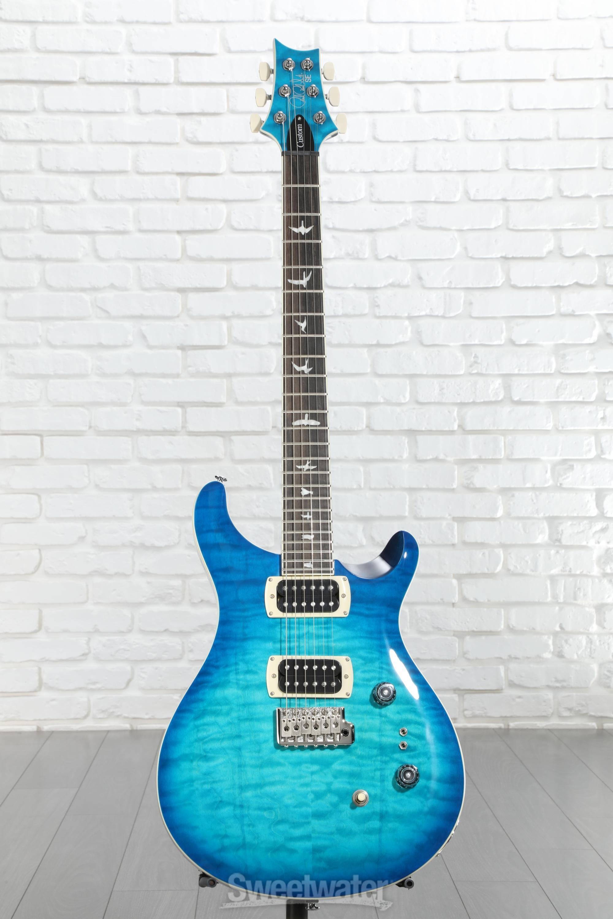 PRS SE Custom 24-08 Quilt Electric Guitar - Lake Blue | Sweetwater