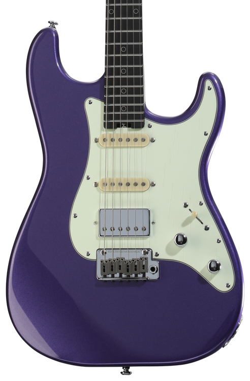 ギター Purple Humper & Little Green Booster Schecter MV-6 Electric Guitar - Metallic Purple with Ebony
