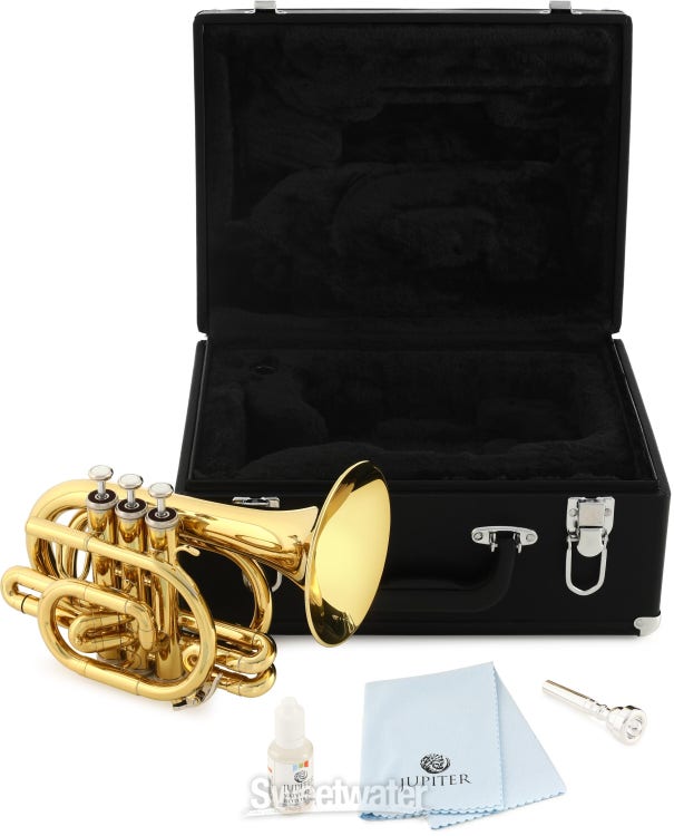 Pocket Trumpet Bb Pitch Brass Material Musical Instrument Muti-color with  Case