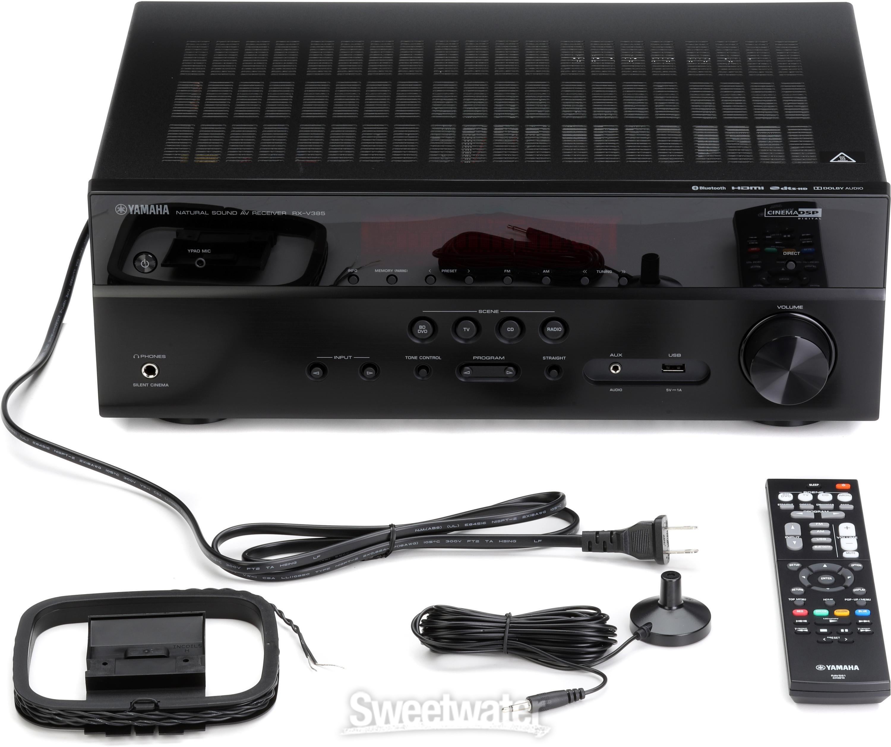 Yamaha RX-V385 5.1-channel 4K A/V Receiver - Black | Sweetwater