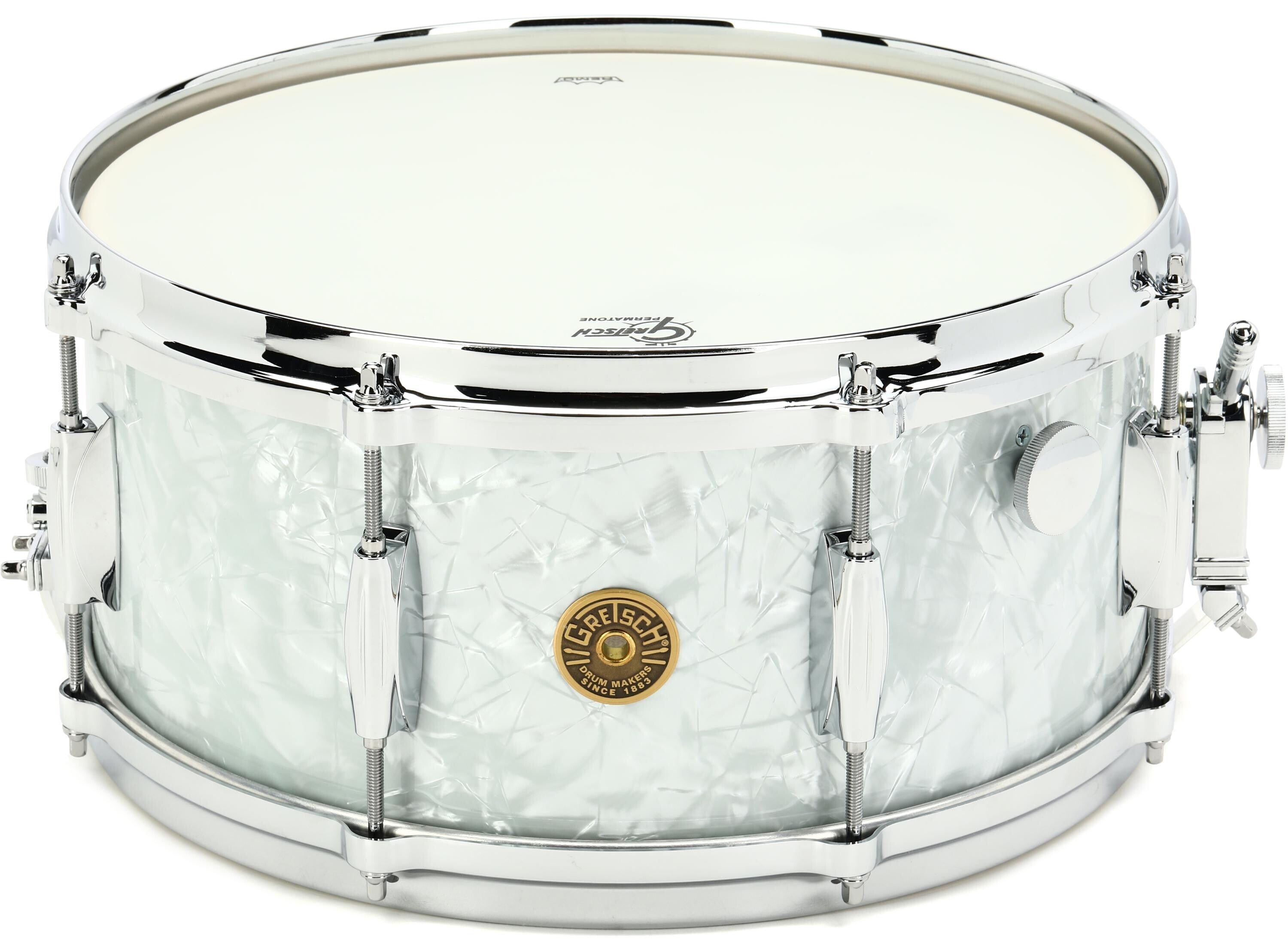 Gretsch Drums USA Custom Series Snare Drum (8-lug) - 6.5 x 14-inch - White  Marine Pearl