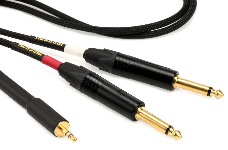 Mogami Gold Stereo Breakout/Insert Cable 3.5mm TRS Male to Dual 1/4-inch TS Male Left/Right - 3 feet