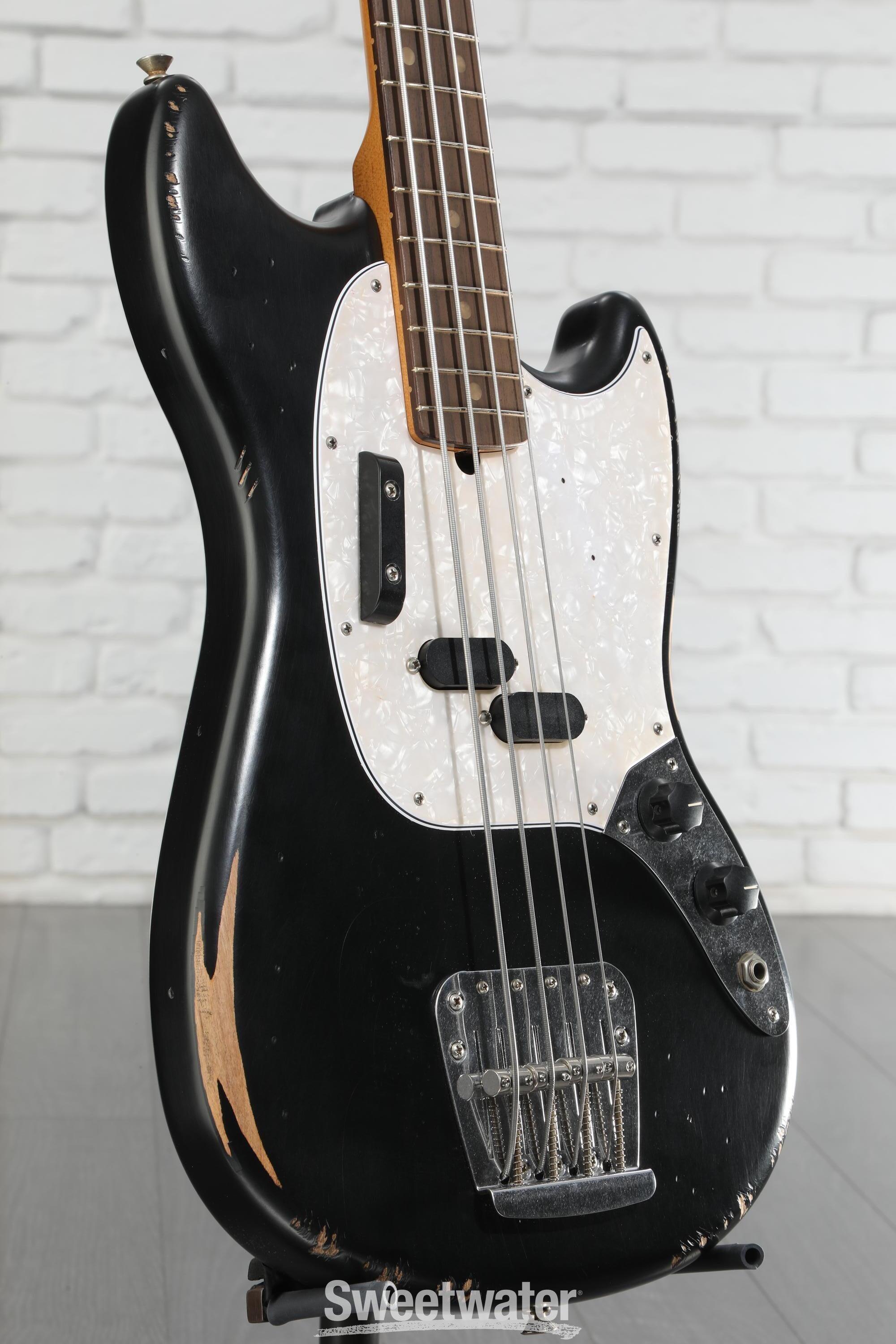 Fender JMJ Road Worn Mustang Bass - Black | Sweetwater