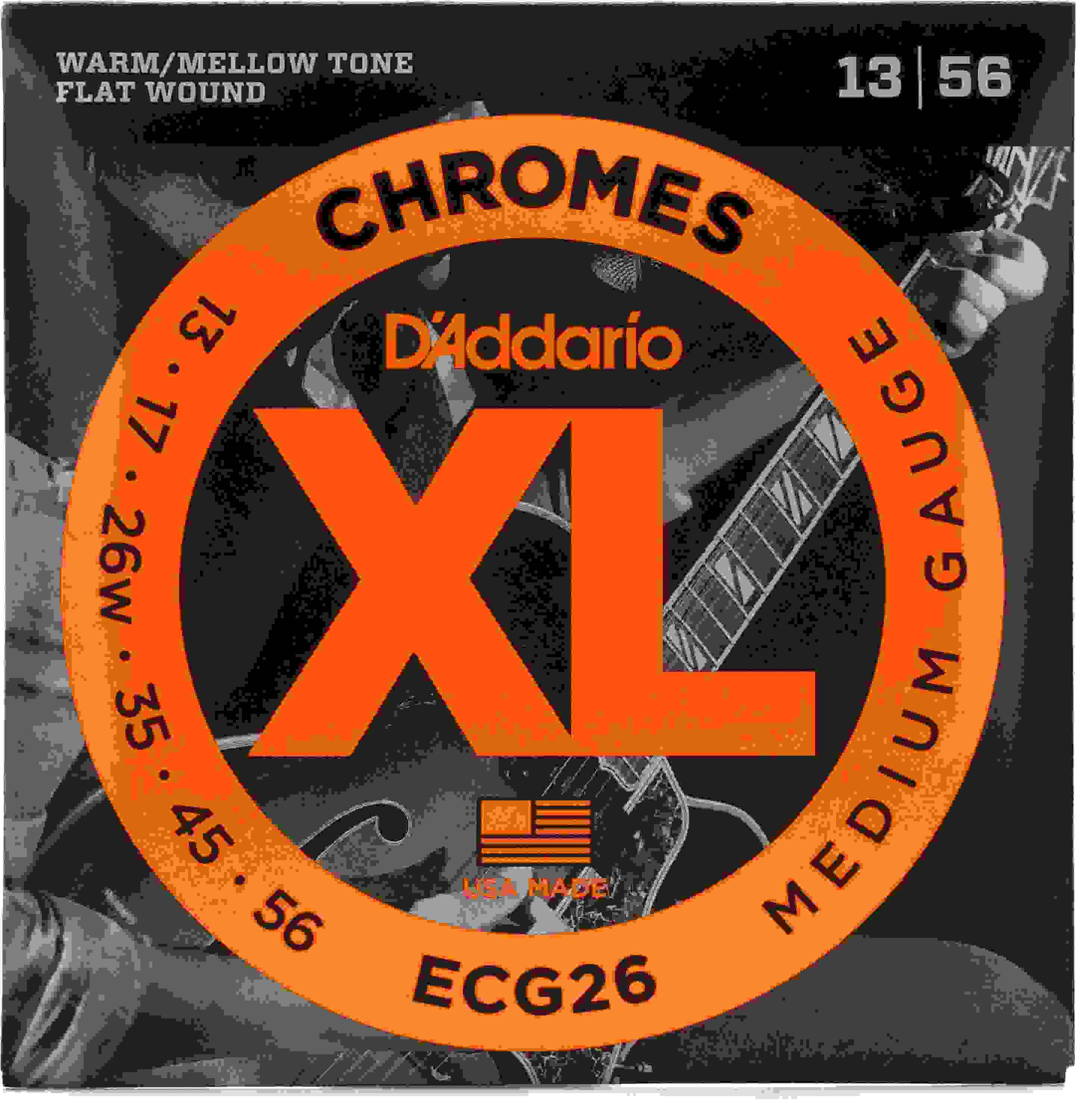 D Addario Ecg26 Xl Chromes Flatwound Electric Guitar Strings 013 056 Medium Sweetwater