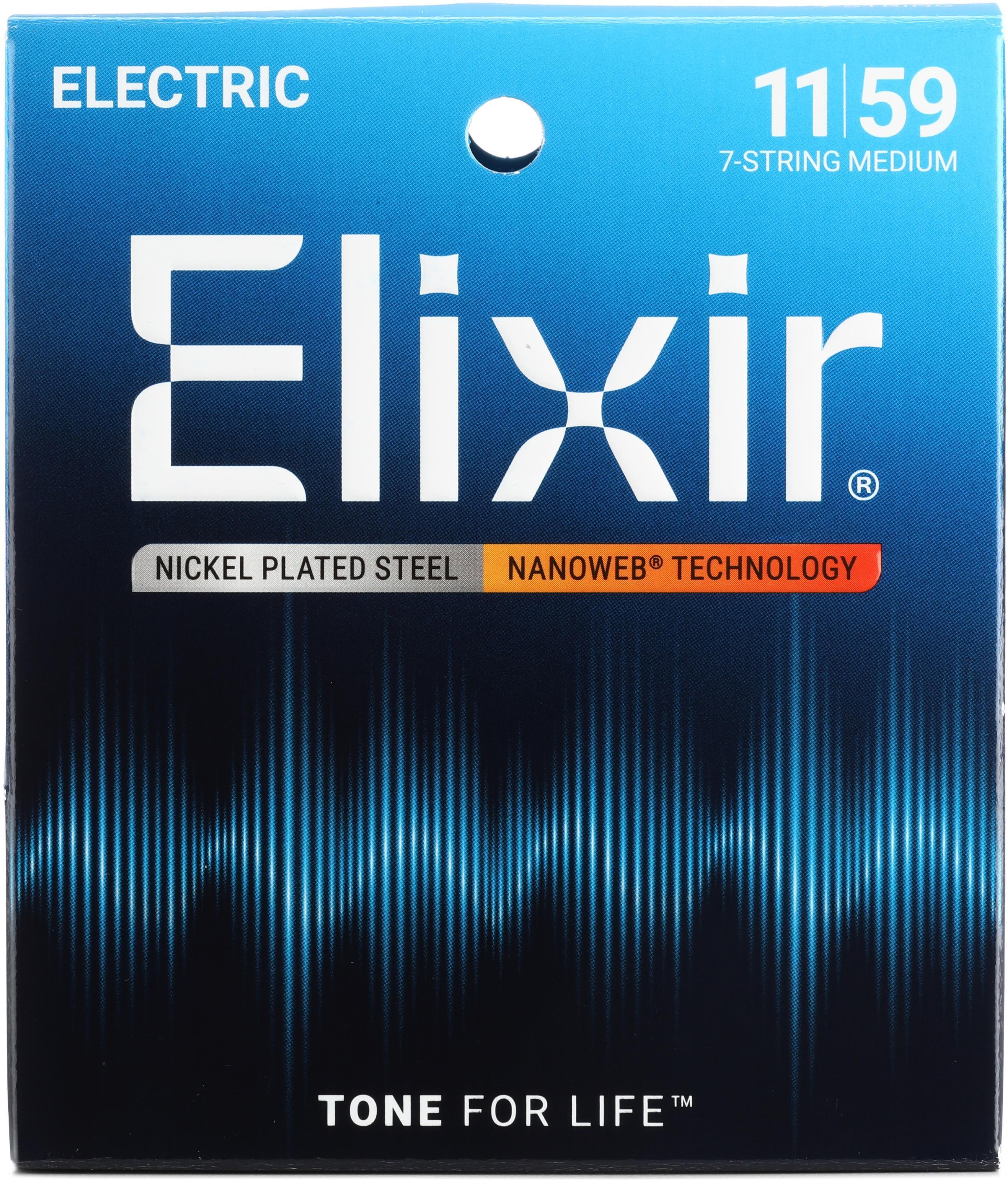 Bundled Item: Elixir Strings 12106 Nanoweb Electric Guitar Strings - .011-.059 7-string Medium