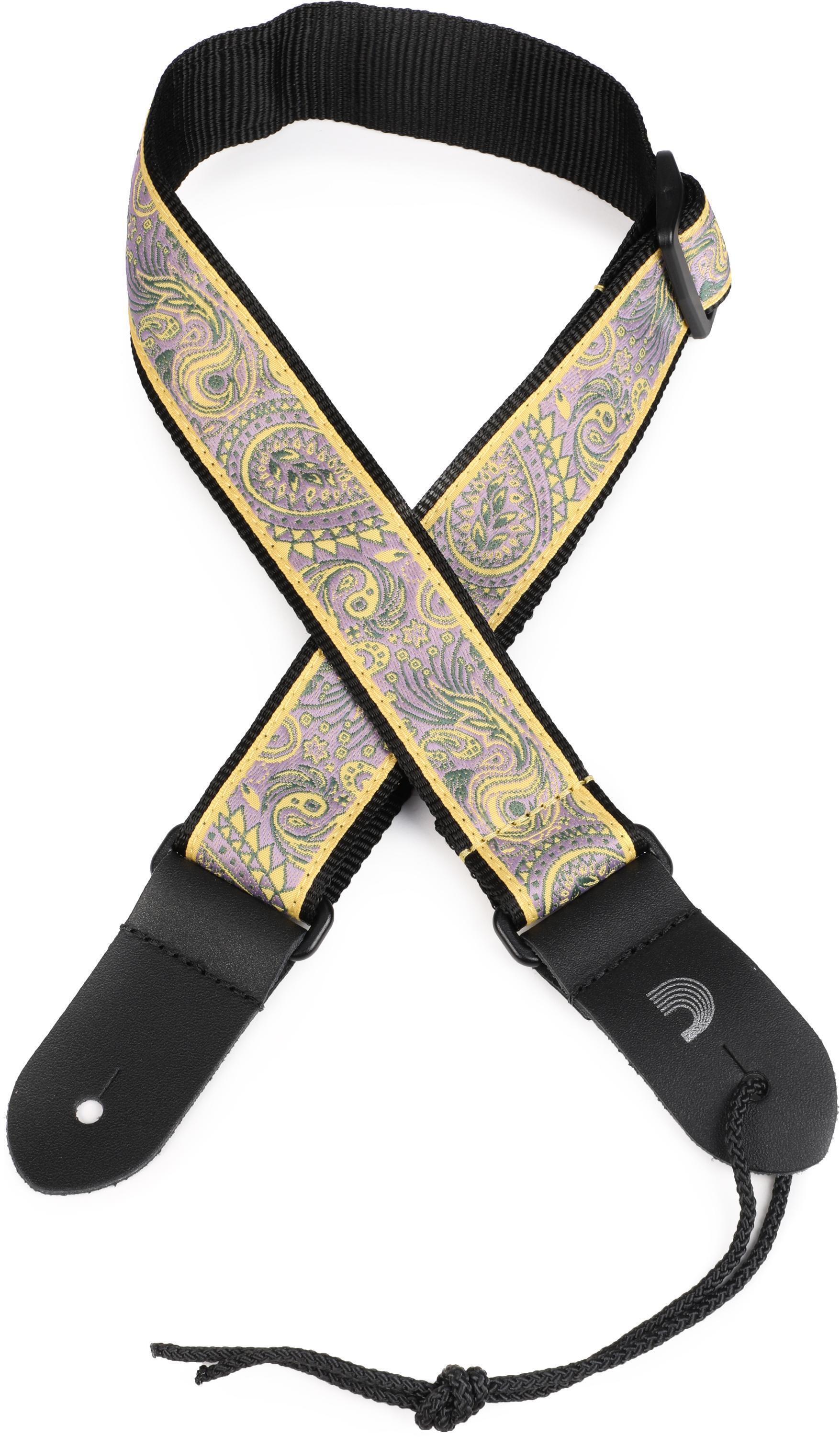 Photo of D'Addario Jacquard Ukulele Strap - Paisley Yellow/Purple