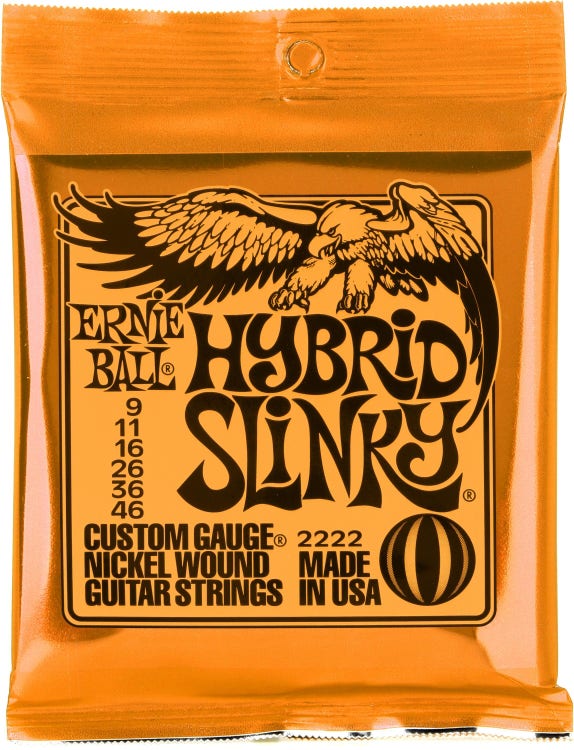 Ernie Ball 2222 Hybrid Slinky Electric Guitar Strings - .009-.046