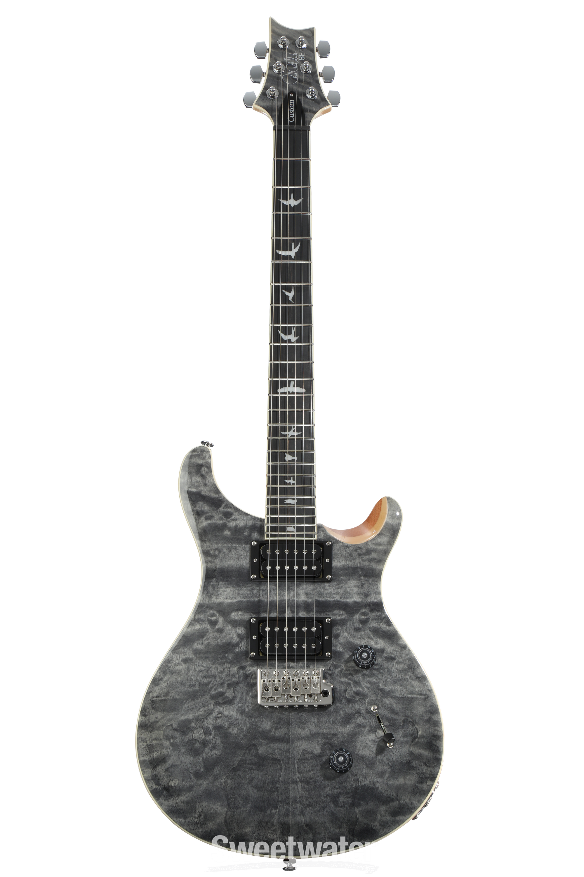 ギター PRS SE Custom24 Quilt Limited Gray Black PRS SE Custom 24 Quilted Carved Top With Ebony Fingerboard