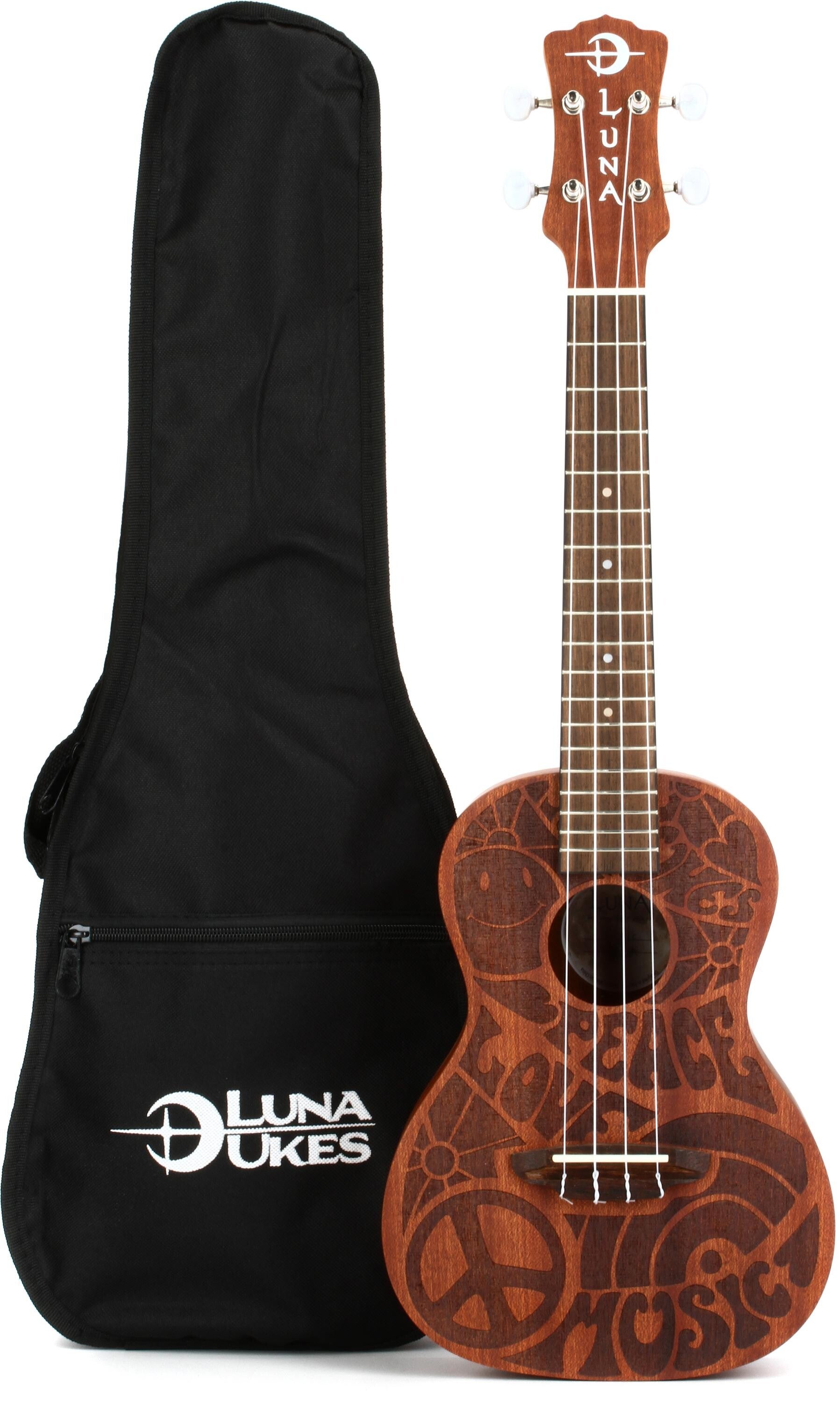 Luna Love Music Peace Concert Ukulele - Satin Natural