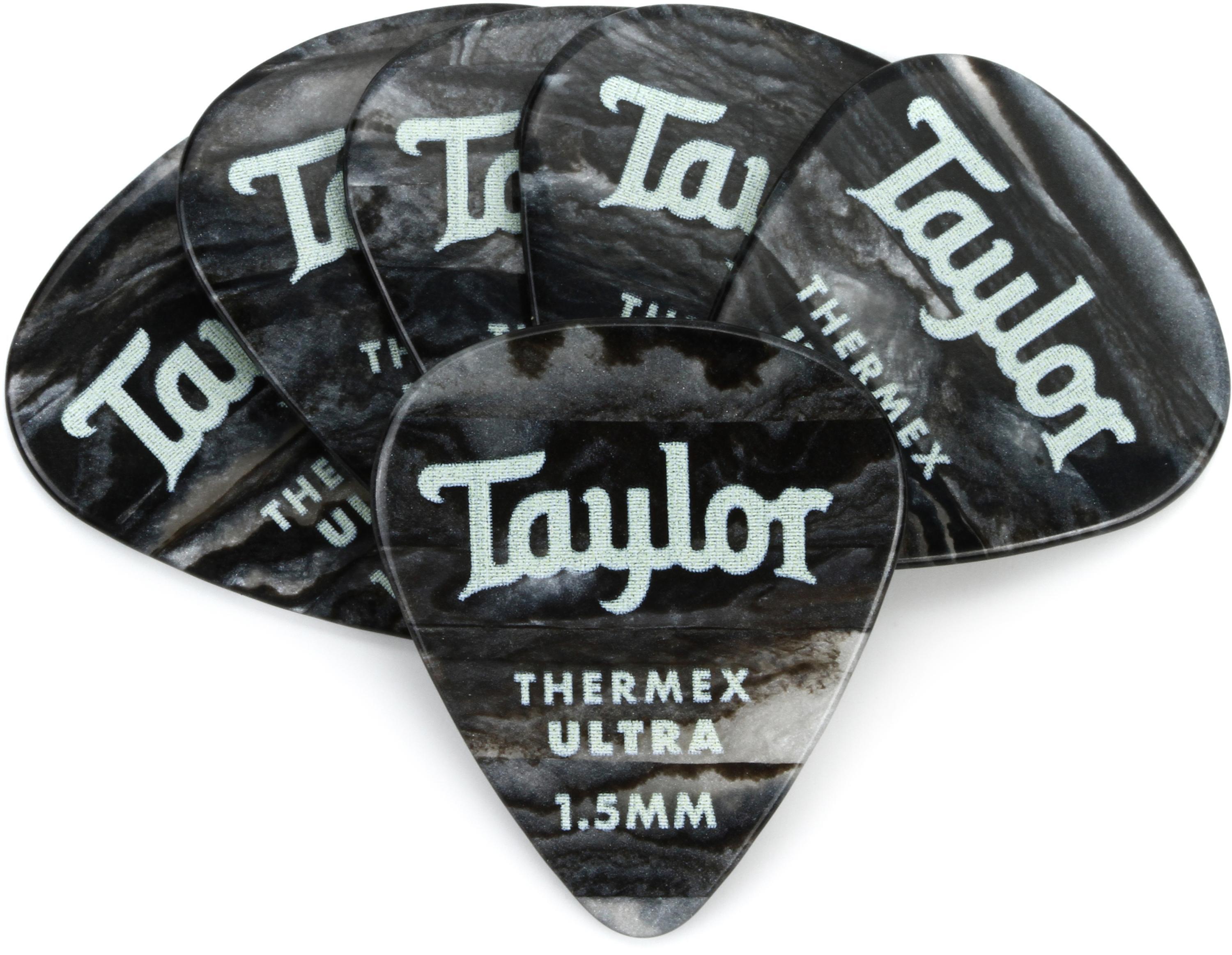 Photo of Taylor Premium Darktone 351 Thermex Ultra Guitar Picks 6-pack - Black Onyx 1.50mm