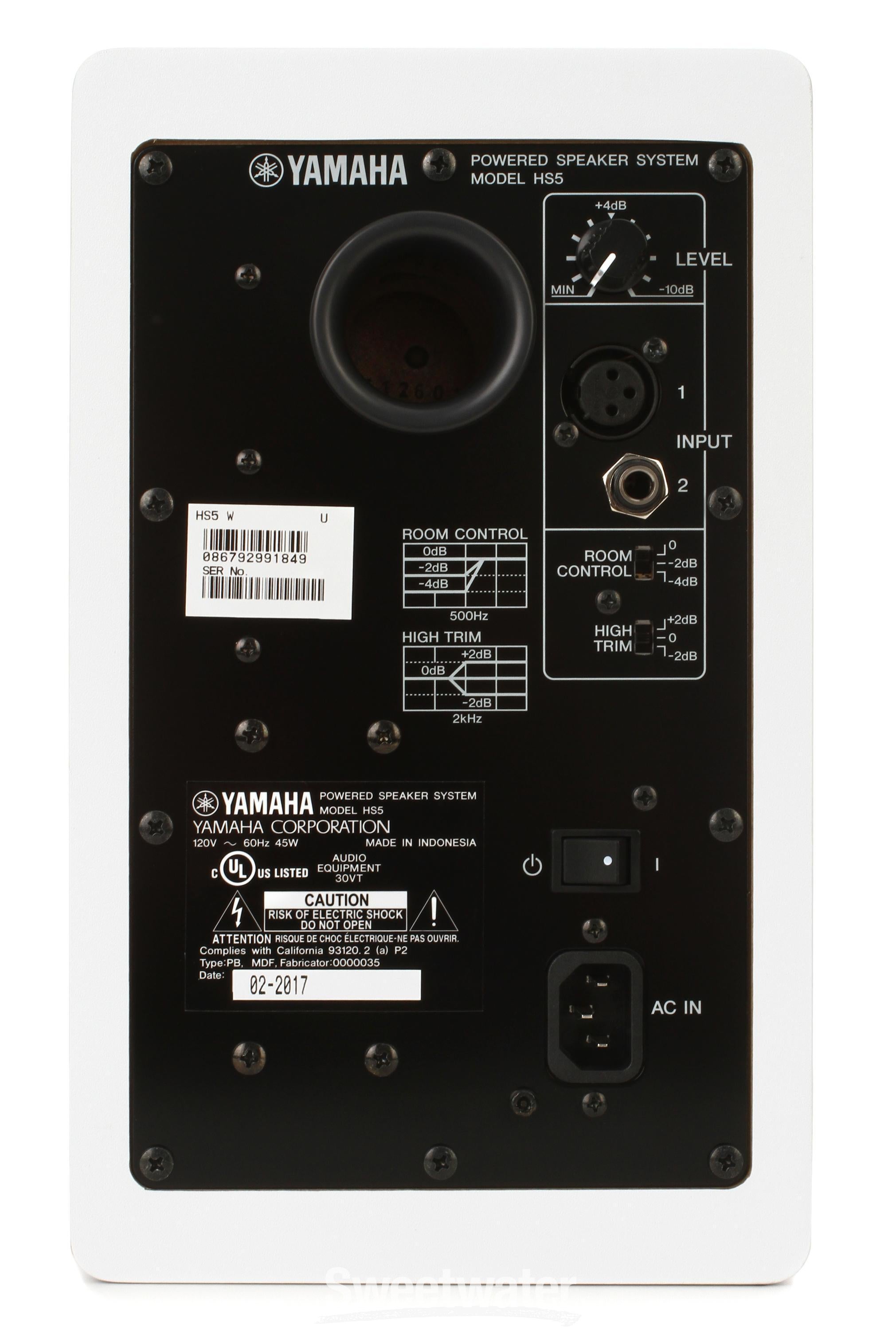 Yamaha HS5 5 inch Powered Studio Monitor Pair - White | Sweetwater
