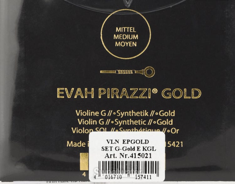 Pirastro Evah Pirazzi Gold Violin String Set Ball E / Silver G
