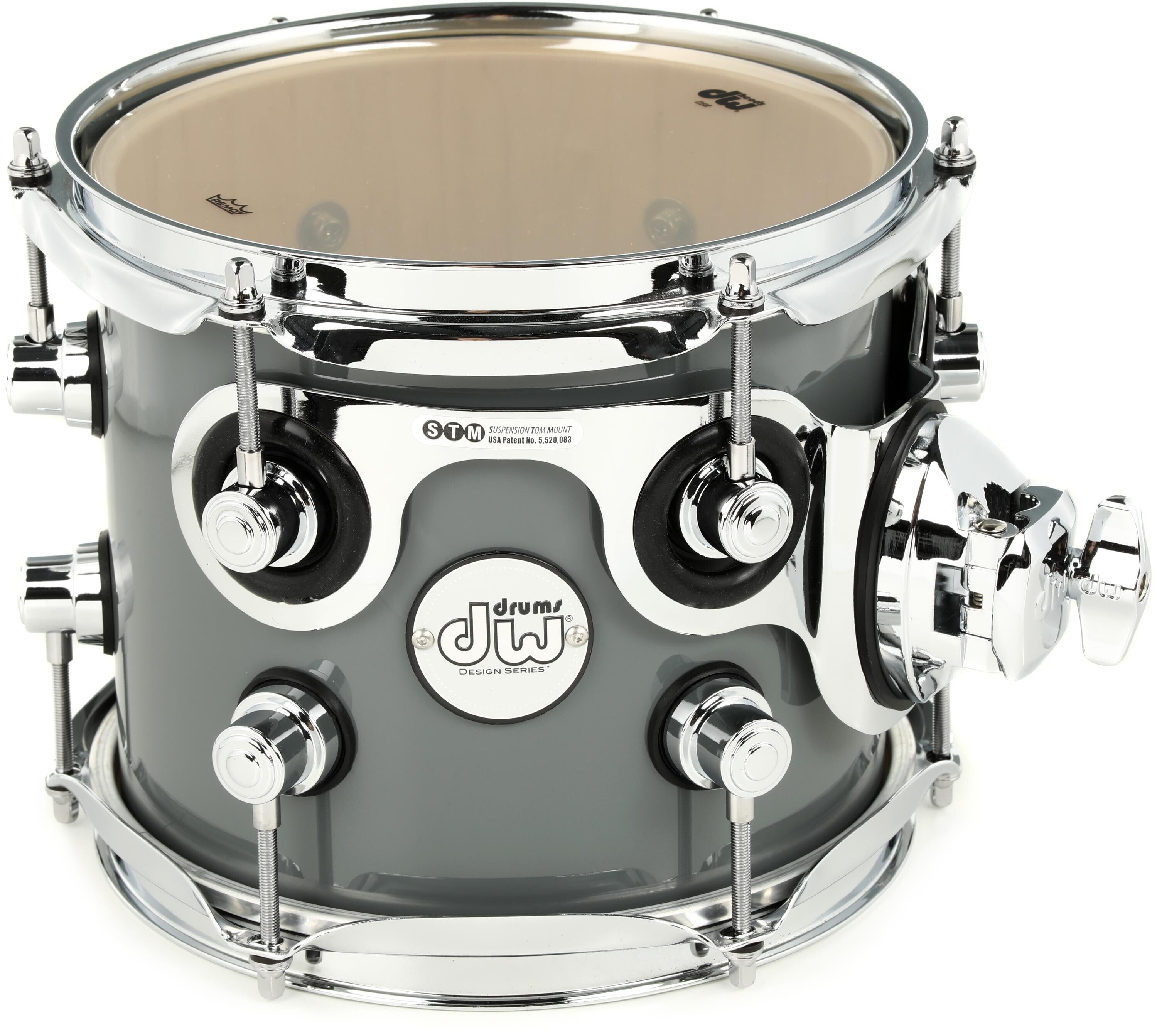 DW Design Series Rack Tom - 7-inch x 8-inch, Steel Grey | Sweetwater