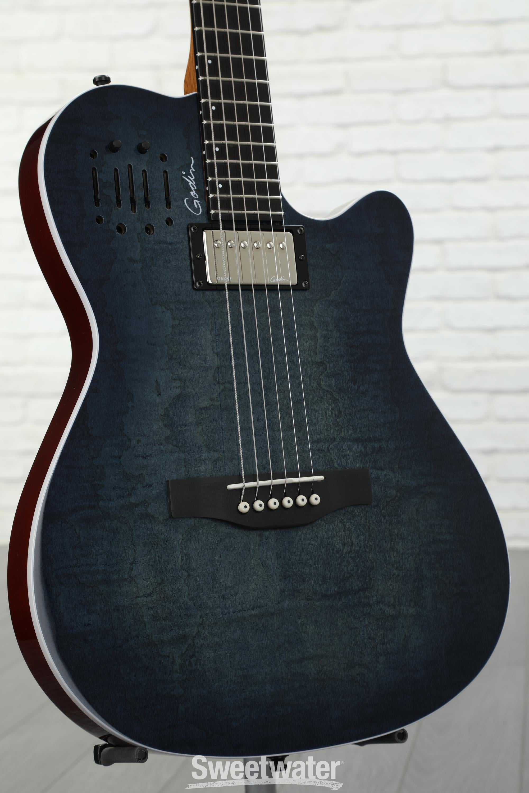 Godin A6 Ultra - Denim Blue Flame | Sweetwater