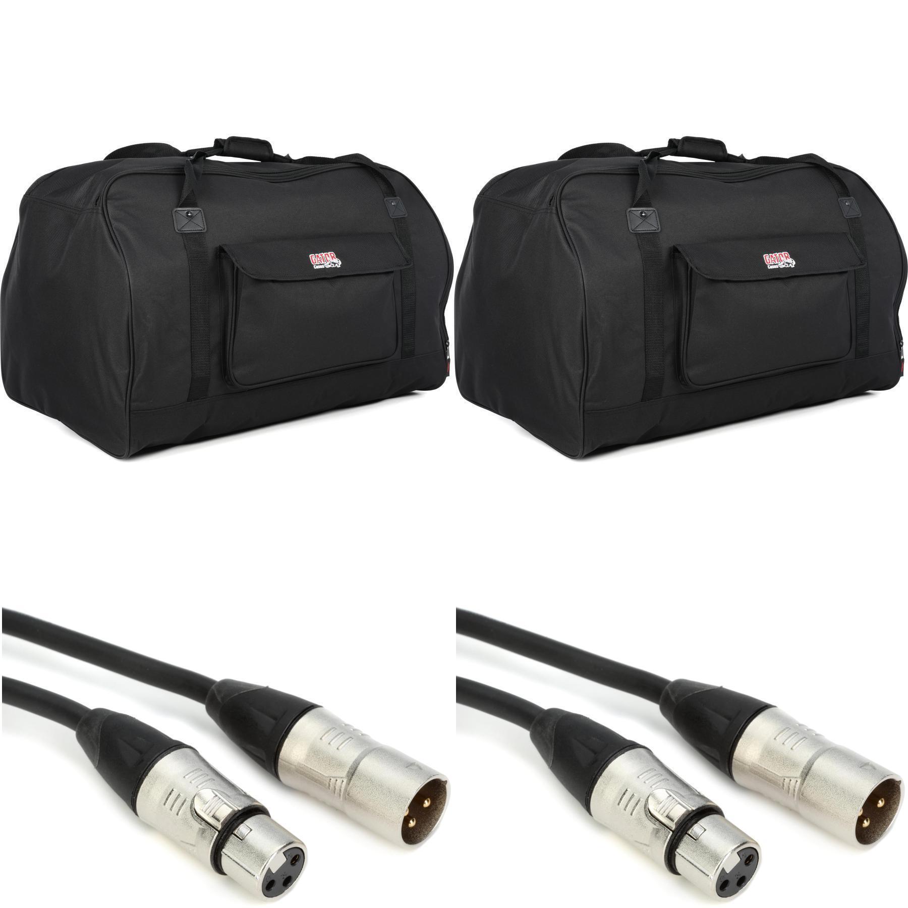 Photo of Gator GPA-TOTE15 Heavy-duty 15" Speaker Tote Bag Pair with XLR Cables