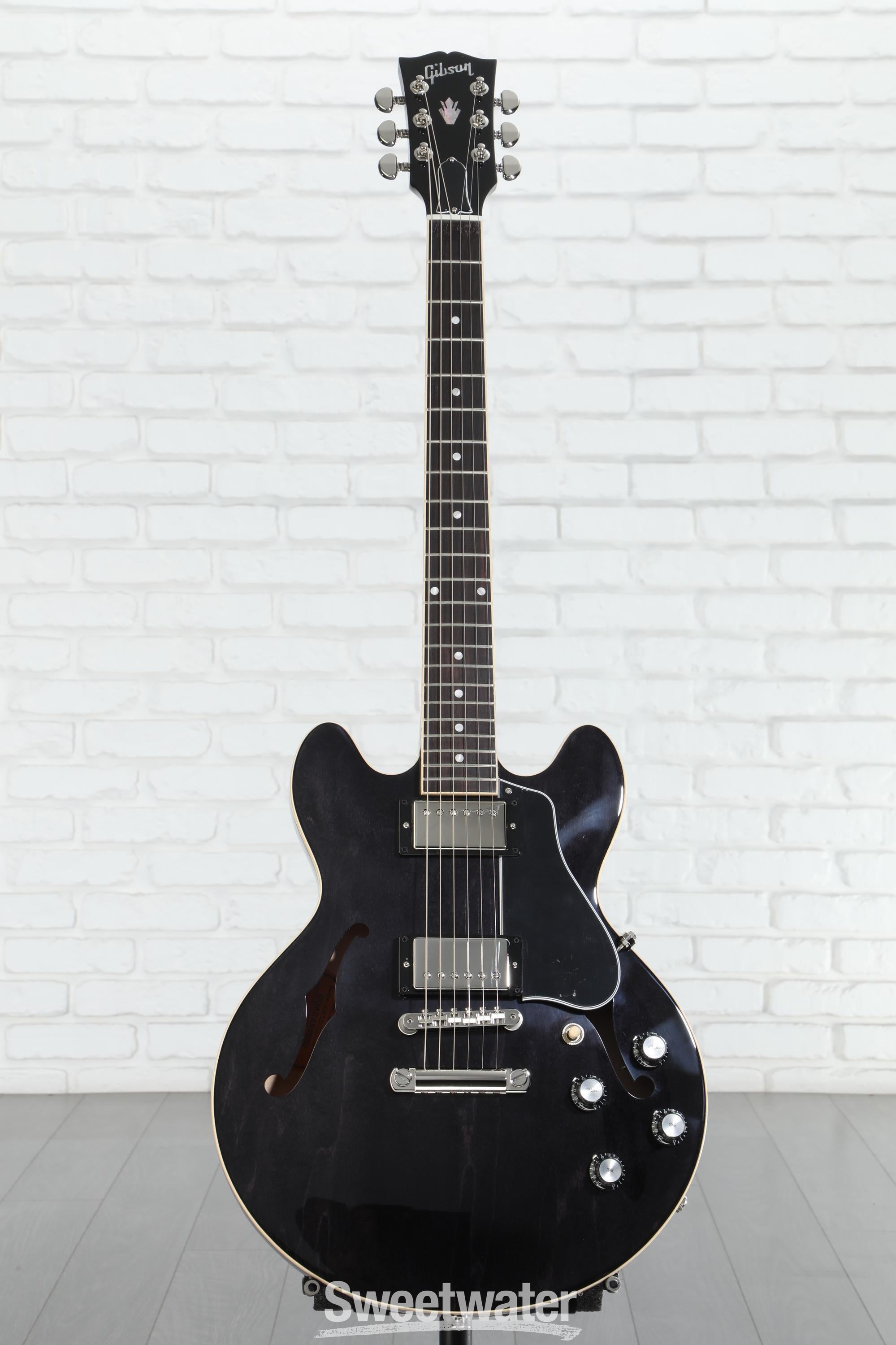 ギター Gibson ES-339 Gloss Ebony Black Gibson ES-339 Semi-Hollow Electric Guitar Translucent Ebony
