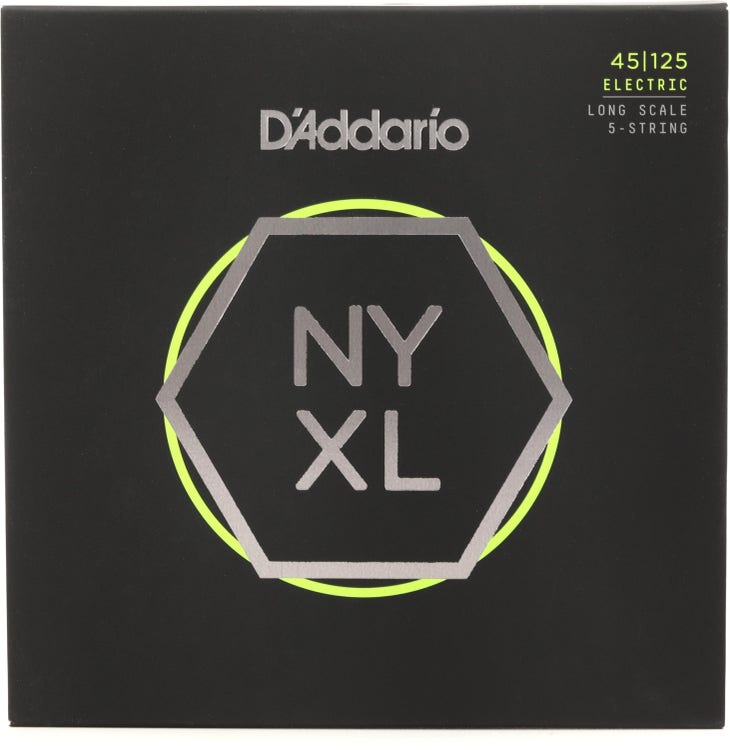 D'Addario NYXL45125 Nickel Wound Bass Guitar Strings - .045-.125 Light Top/Medium Bottom, Long Scale, 5-string
